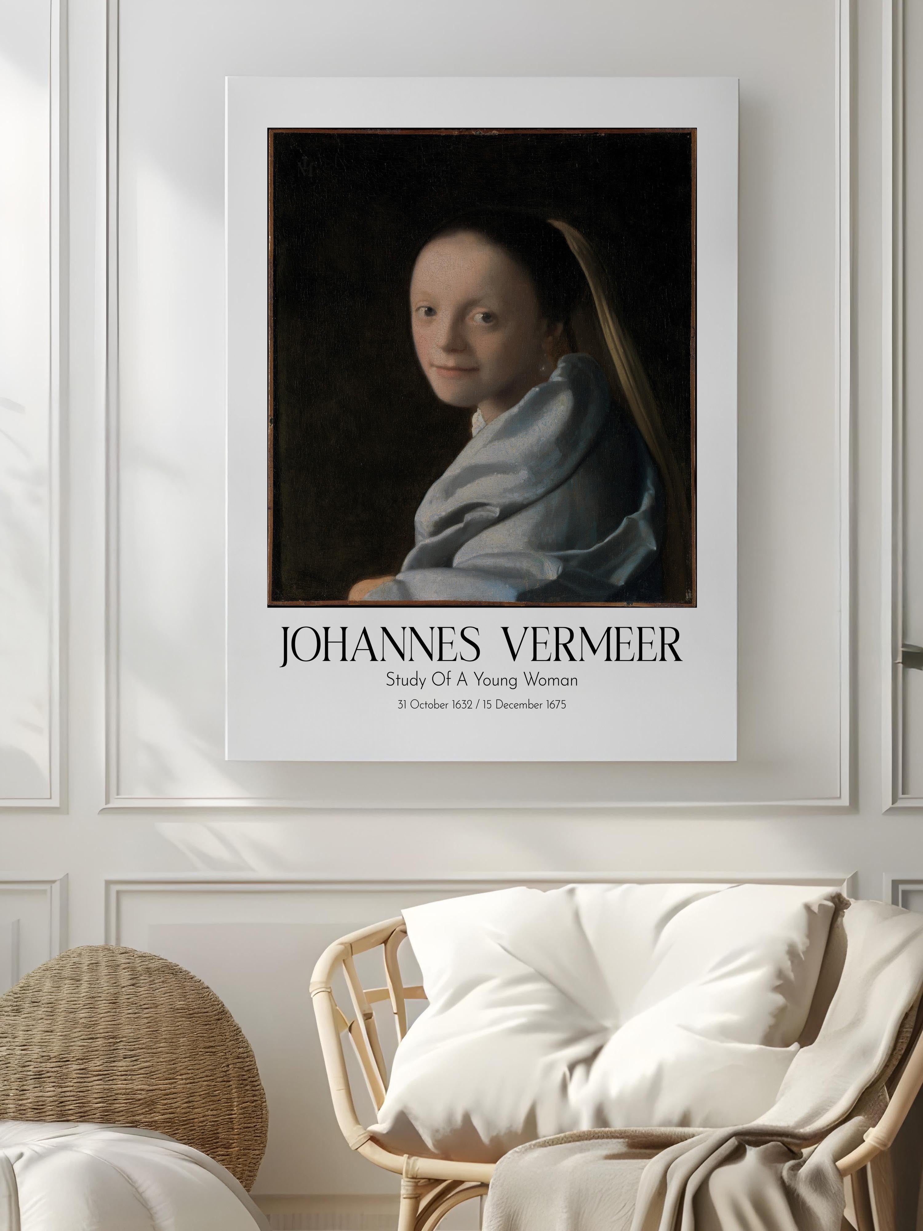Johannes Vermeer - Study Of A Young Woman, Kanvas Tablo, Sanat Serisi NO:110353