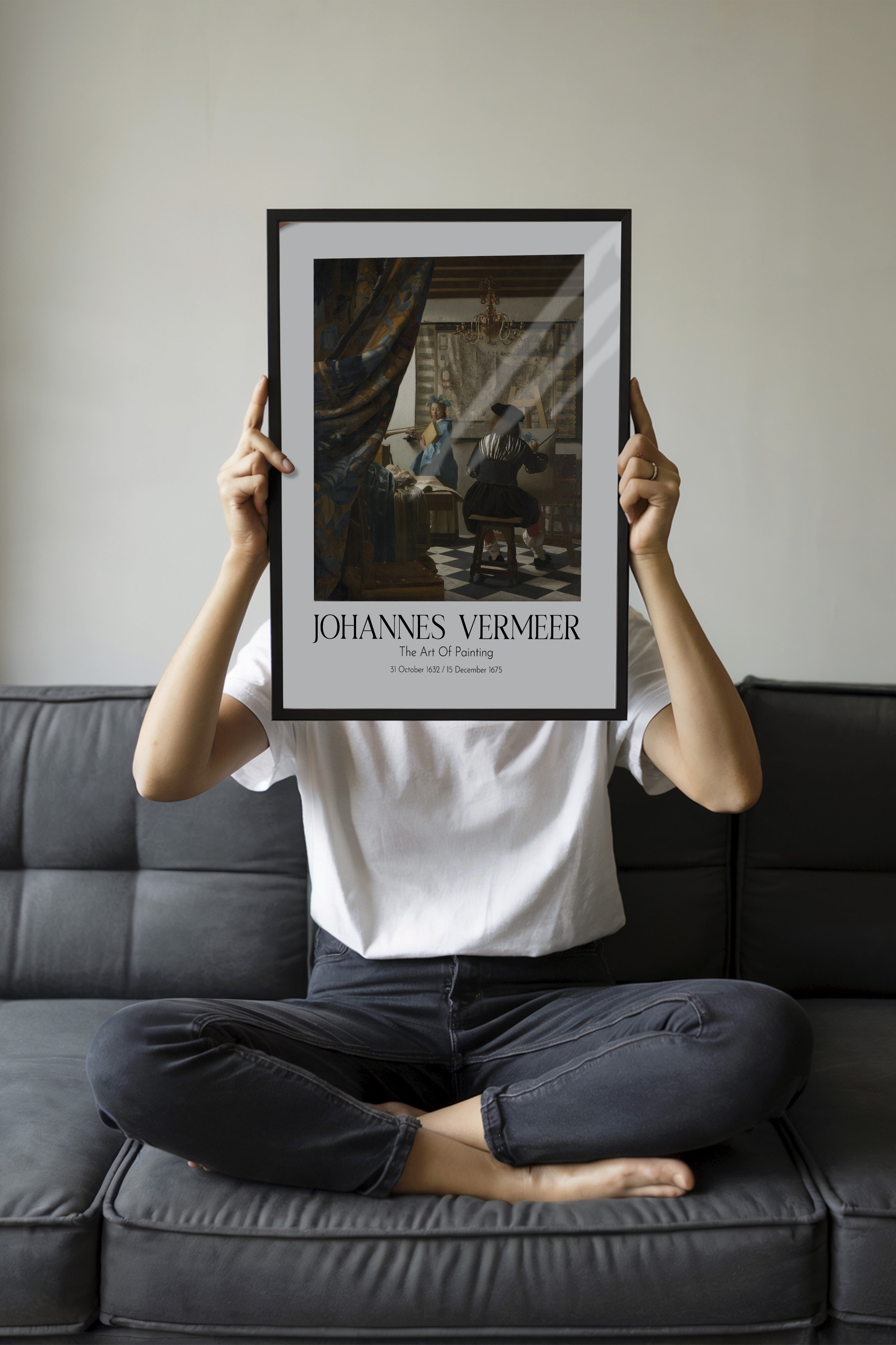 Johannes Vermeer - The Art Of Painting, Siyah Çerçeveli Tablo, Sanat Serisi NO:110354