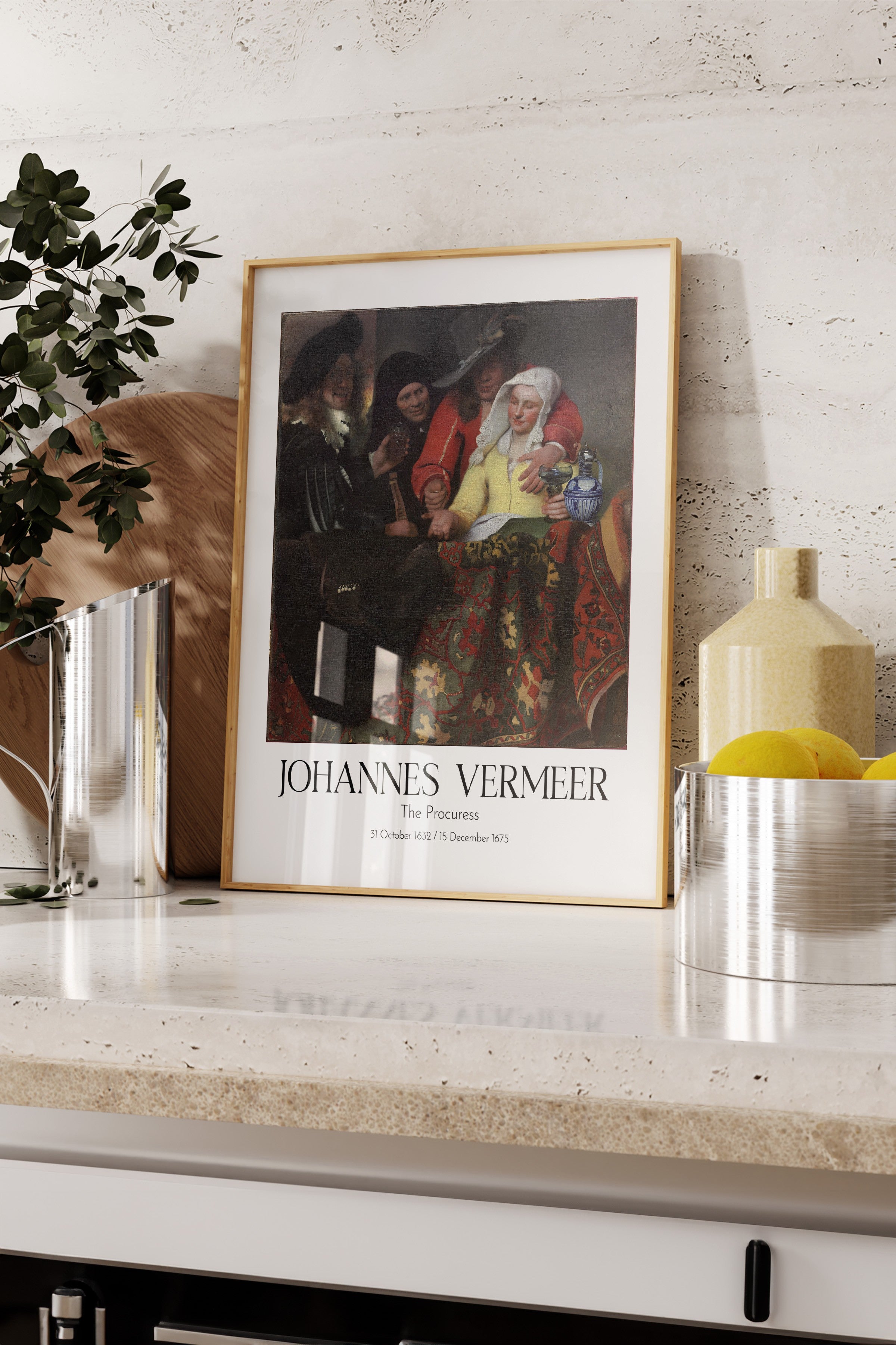 Johannes Vermeer - The Procuress, Ahşap Çerçeveli Tablo, Sanat Serisi NO:110357