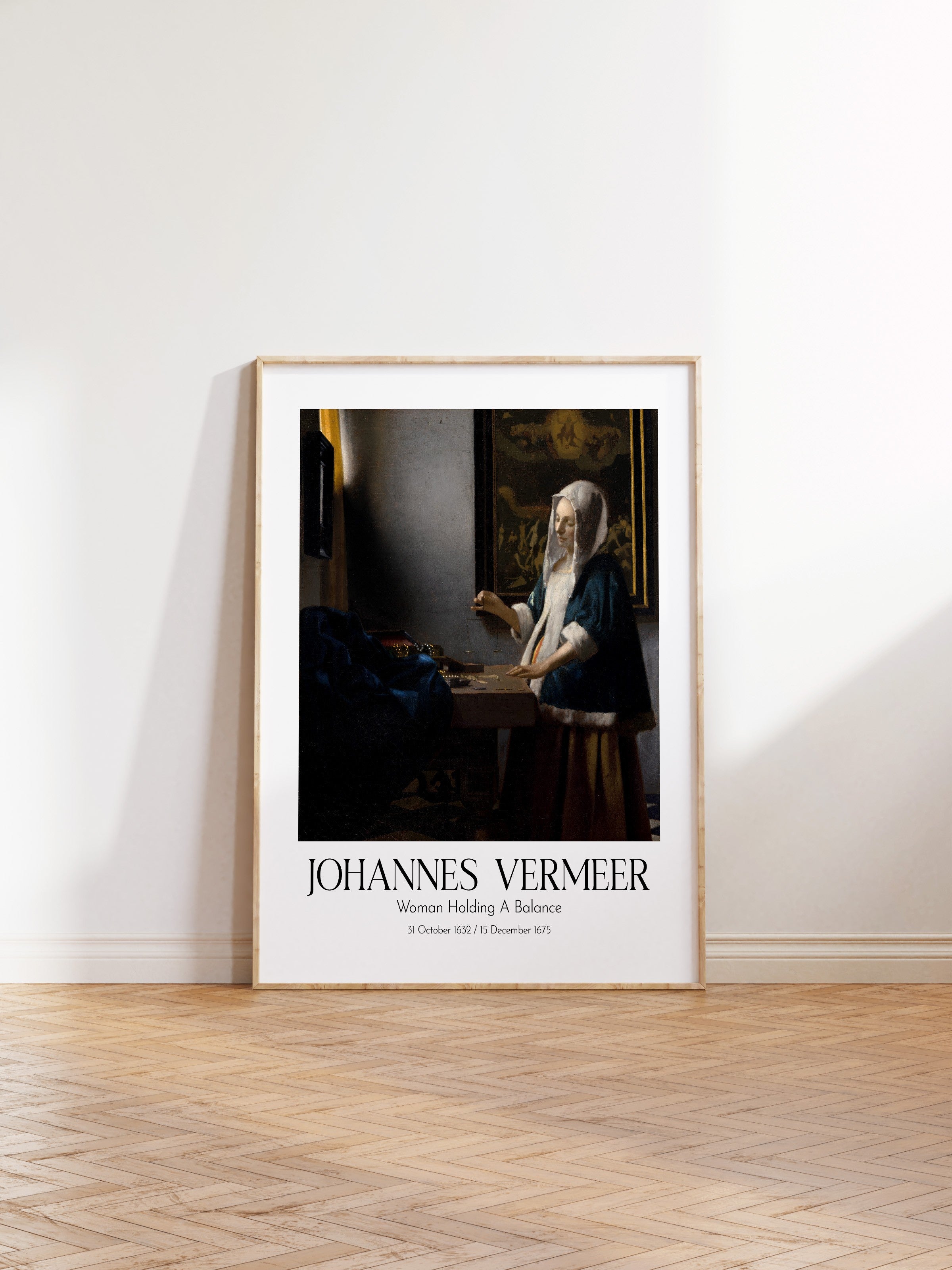 Johannes Vermeer - Woman Holding A Balance, Ahşap Çerçeveli Tablo, Sanat Serisi NO:110358
