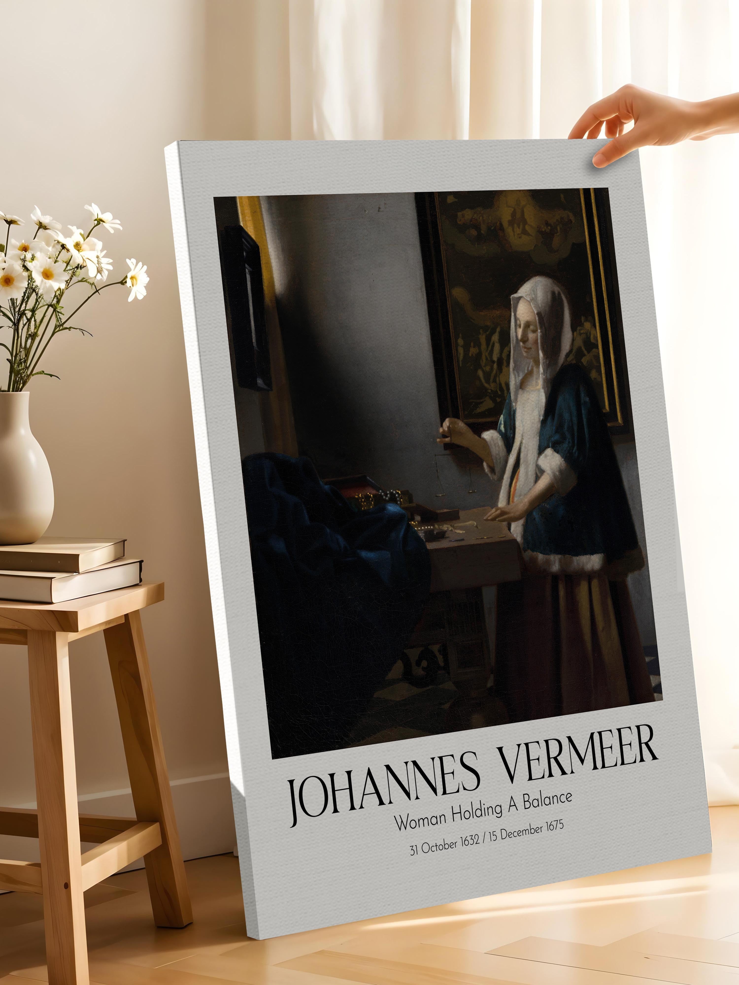 Johannes Vermeer - Woman Holding A Balance, Kanvas Tablo, Sanat Serisi NO:110358