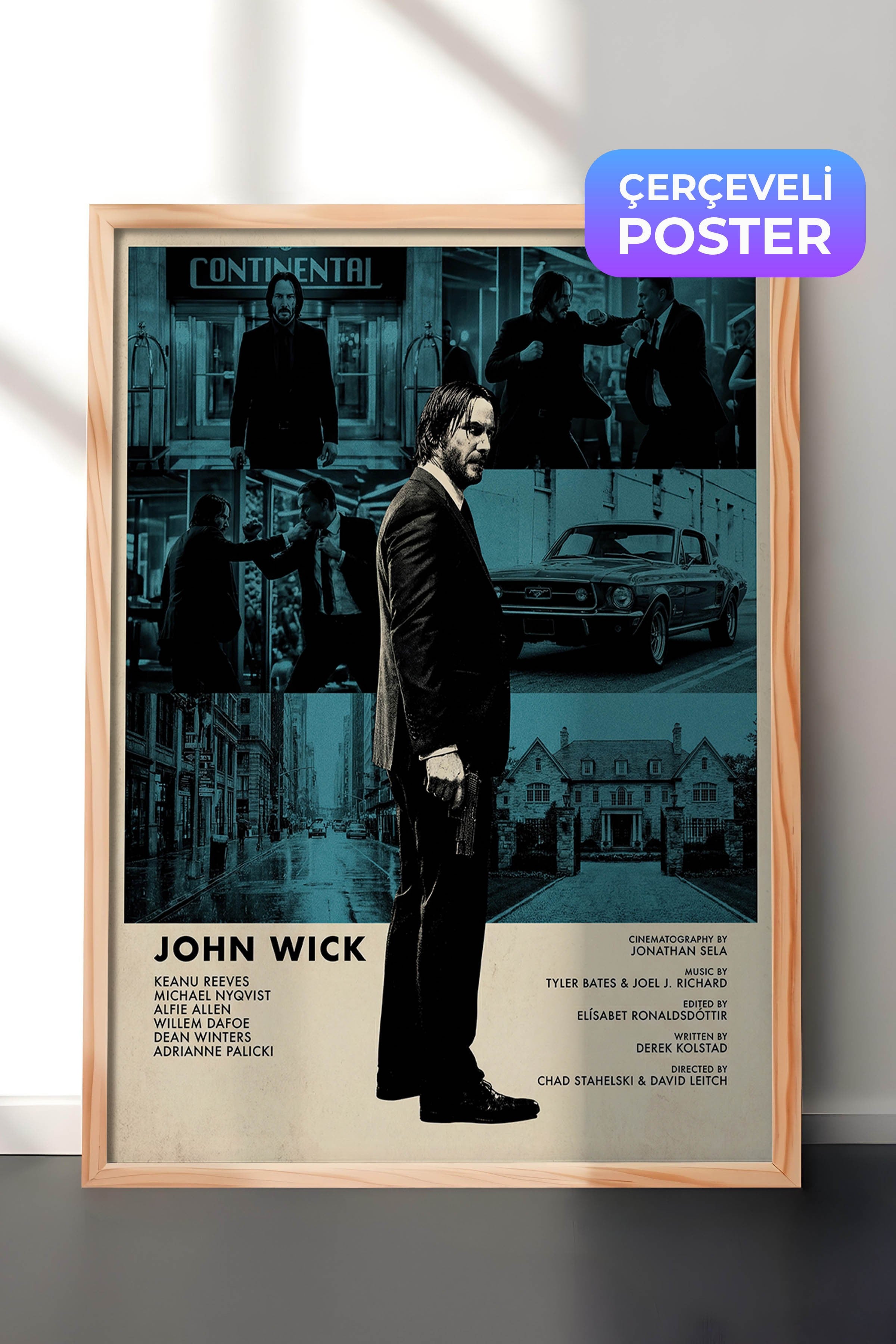 John Wick Ahşap Çerçeveli Poster, Sinema ve Dizi Tablo, Film Dizi Afişleri NO:112834