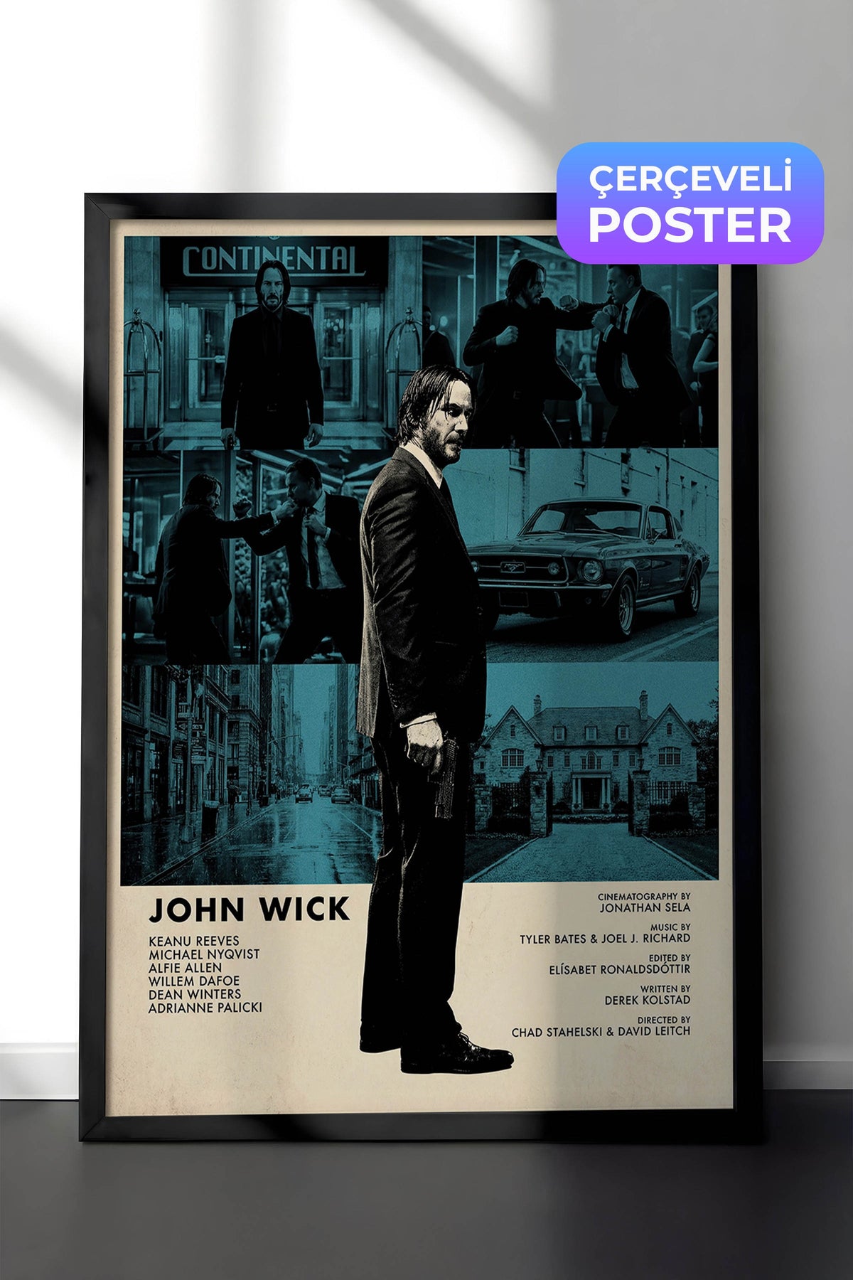 John Wick Siyah Çerçeveli Poster, Sinema ve Dizi Tablo, Film Dizi Afişleri NO:112834