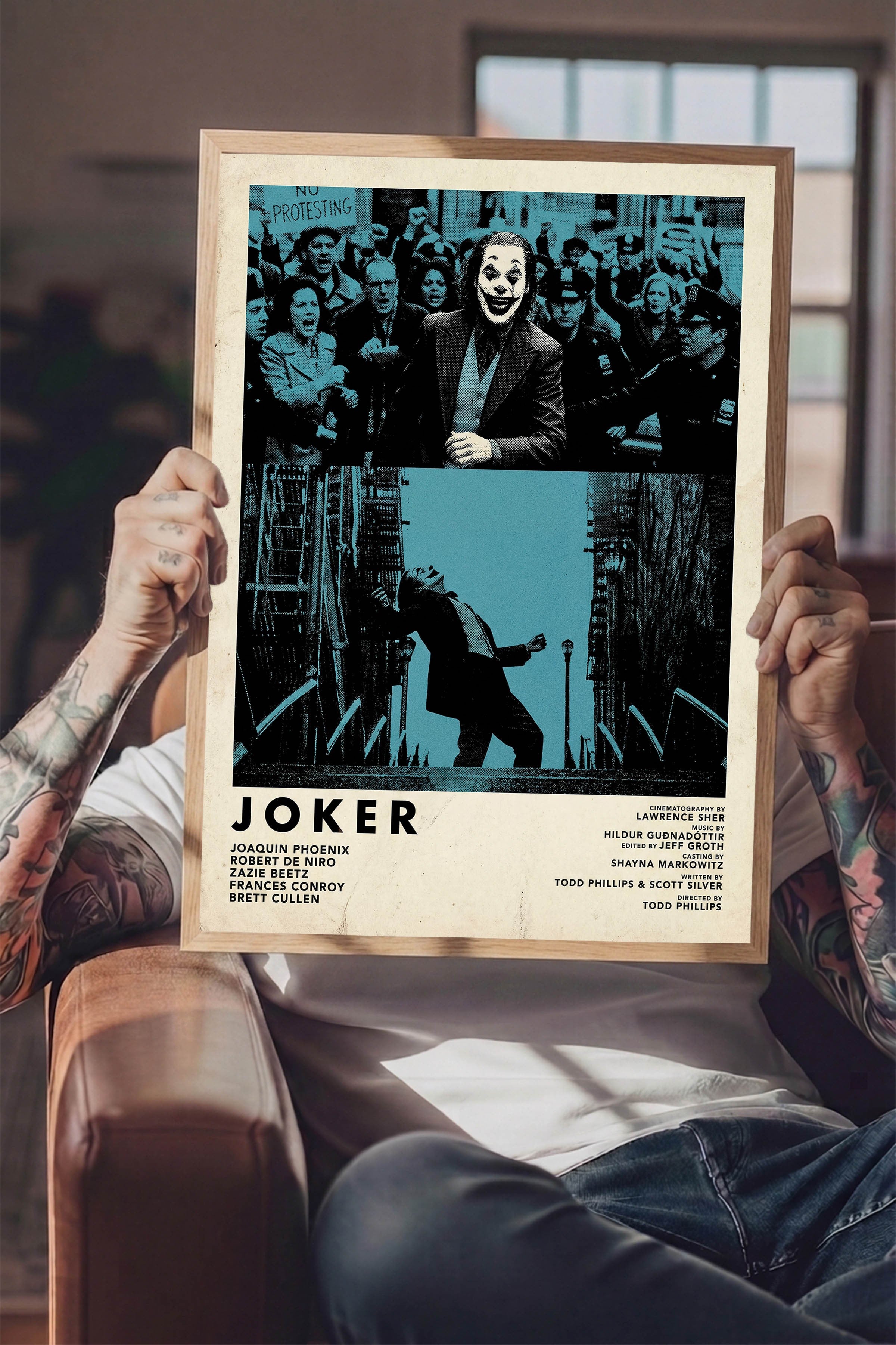 Joker Ahşap Çerçeveli Poster, Sinema ve Dizi Tablo, Film Dizi Afişleri NO:112811
