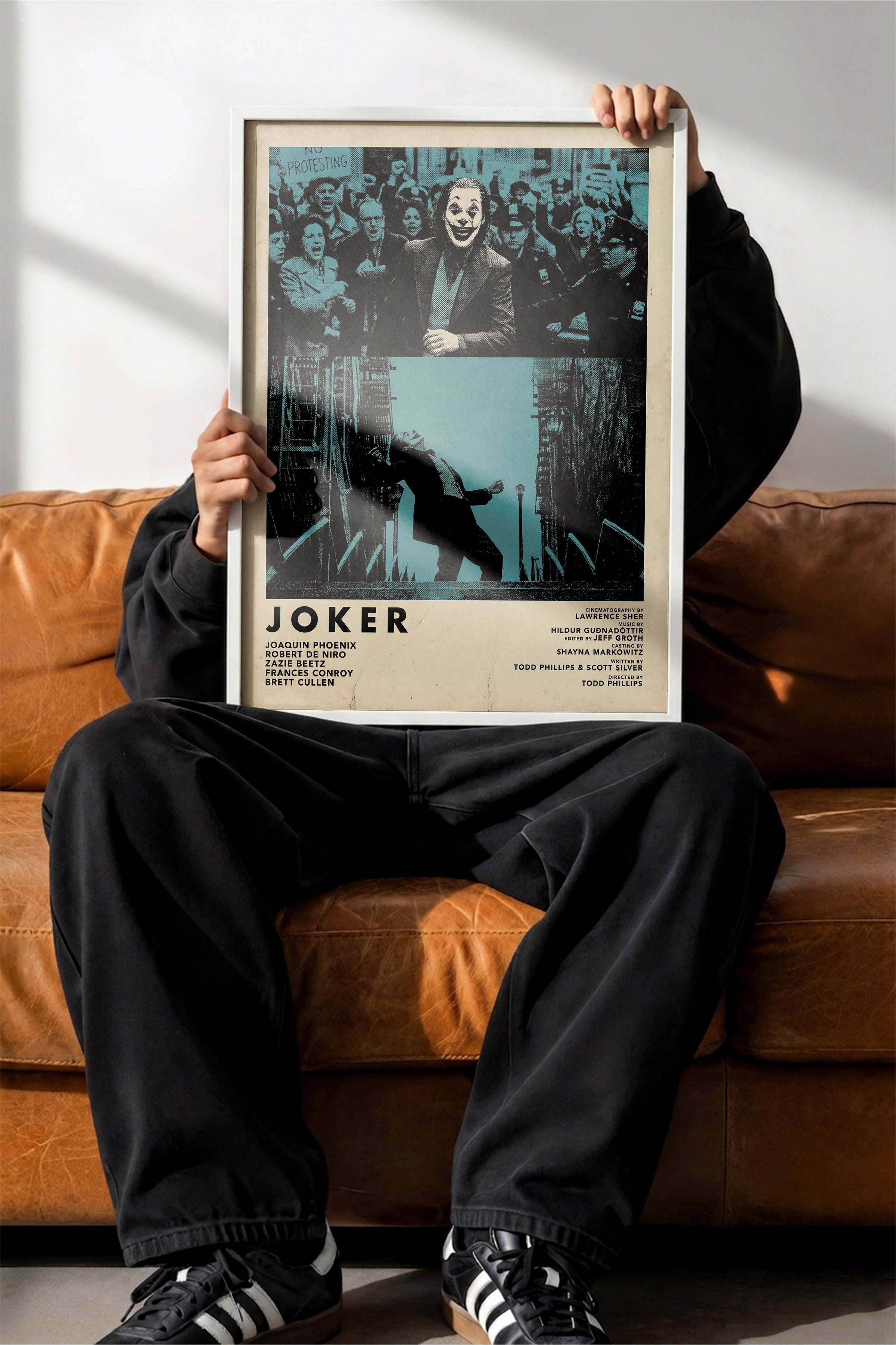 Joker Beyaz Çerçeveli Poster, Sinema ve Dizi Tablo, Film Dizi Afişleri NO:112811