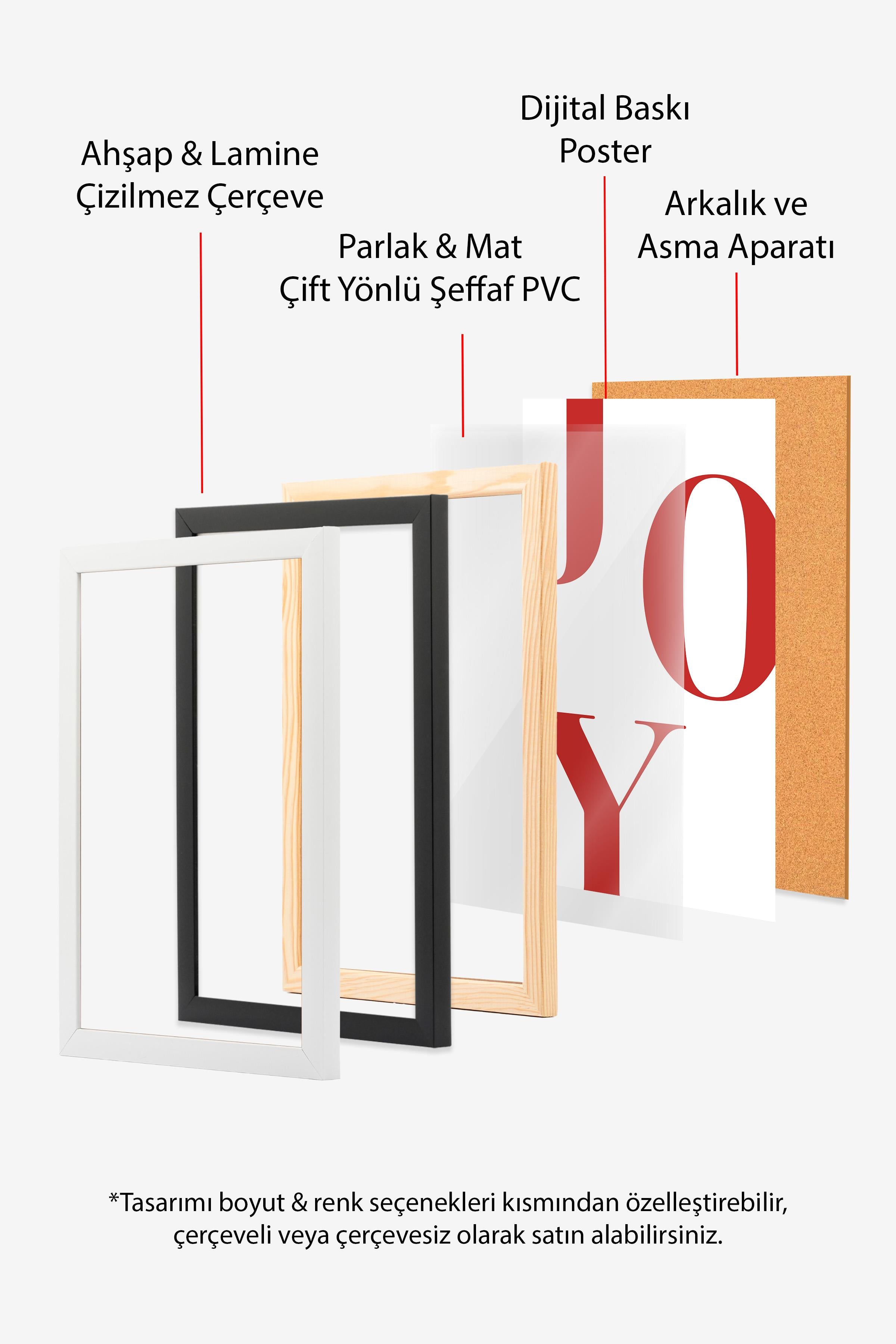Joy in Red  Yılbaşı Tablo, Beyaz Çerçeve ve Poster, Dikey Duvar Tablosu Comfort Serisi NO:108478