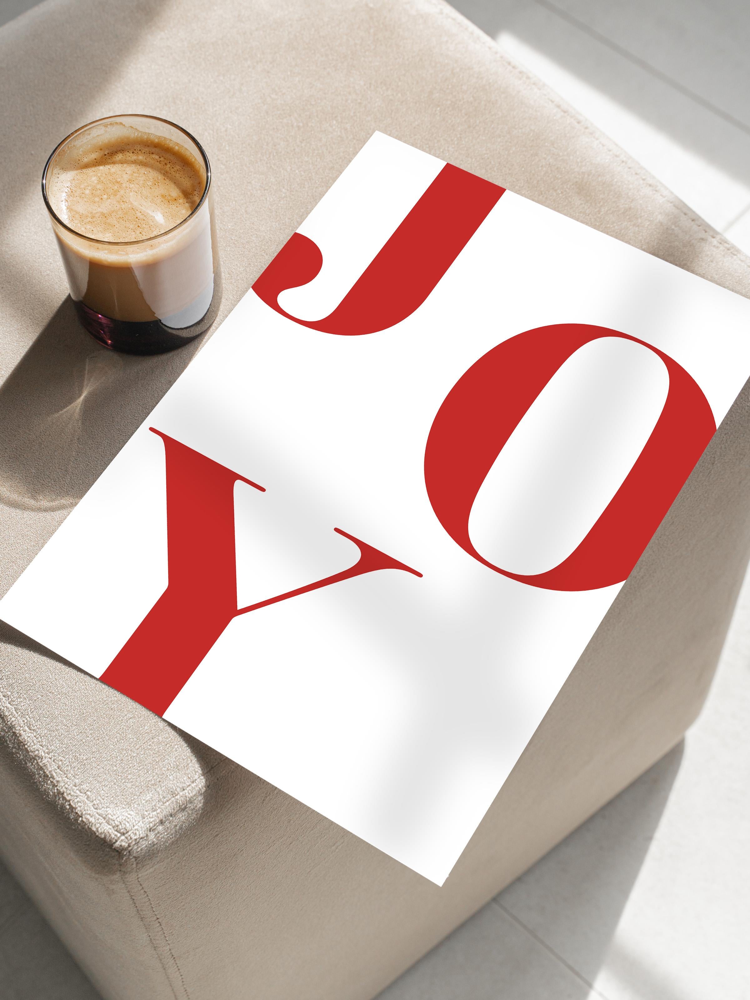 Joy in Red Poster, Yılbaşı Duvar Posteri, Dikey Duvar Tablosu Comfort Serisi NO:108478