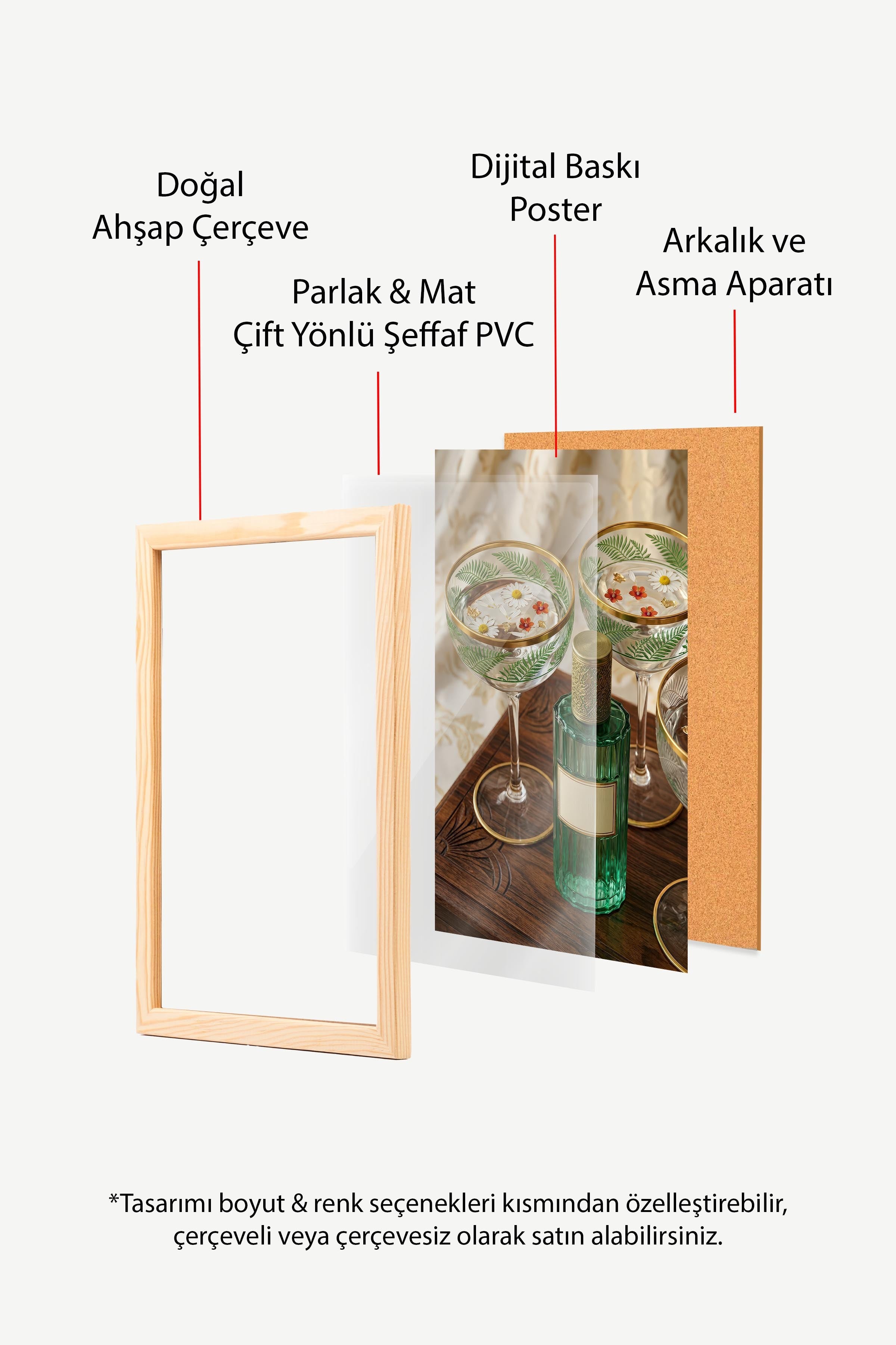 Kadeh ve Şişe Posteri, Ahşap Çerçeveli Poster, Old Money Serisi, NO:113206