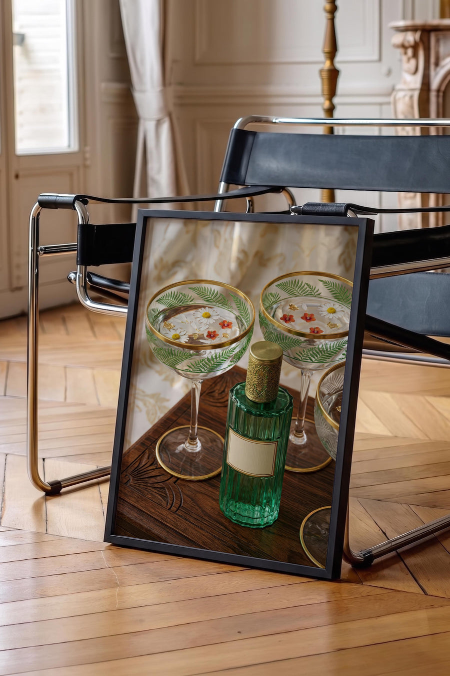 Retro İçki Sunumu Old Money Tasarımlar Poster – Siyah Çerçeveli Tablo