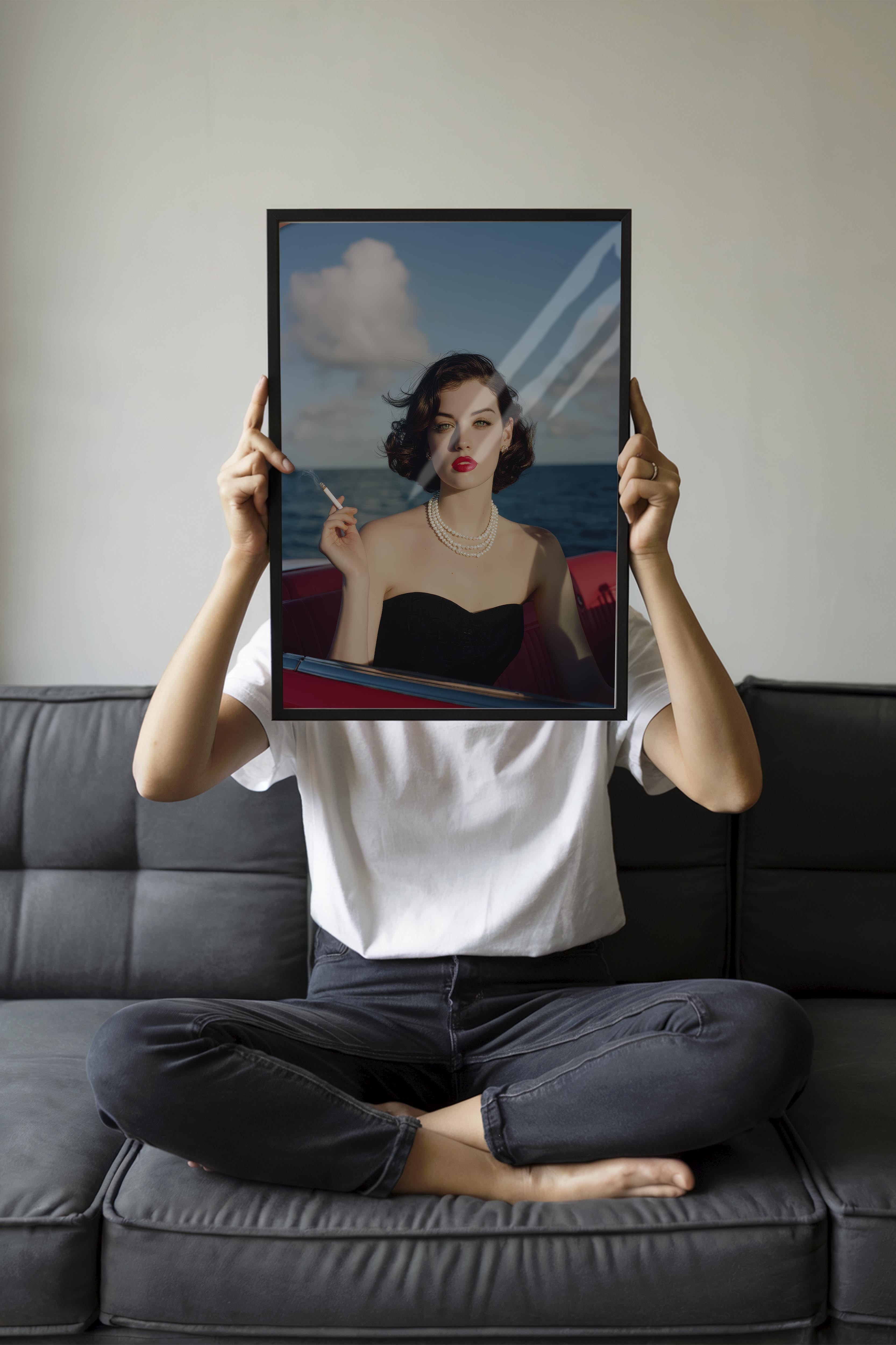 Kadın Portresi Posteri, Siyah Çerçeveli Poster, Old Money Serisi, NO:113240