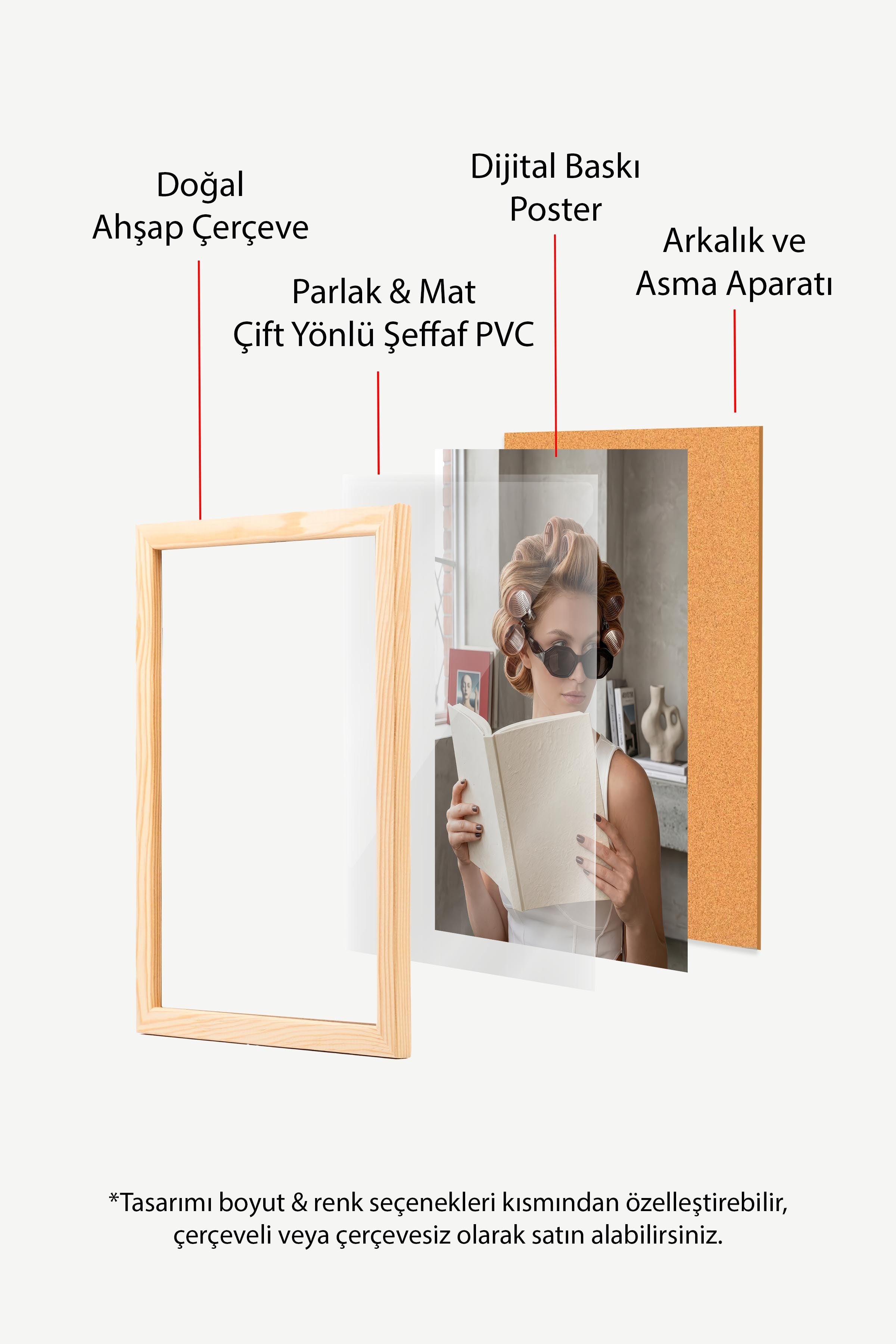 Kadın ve Kitap Posteri, Ahşap Çerçeveli Poster, Old Money Serisi, NO:113133
