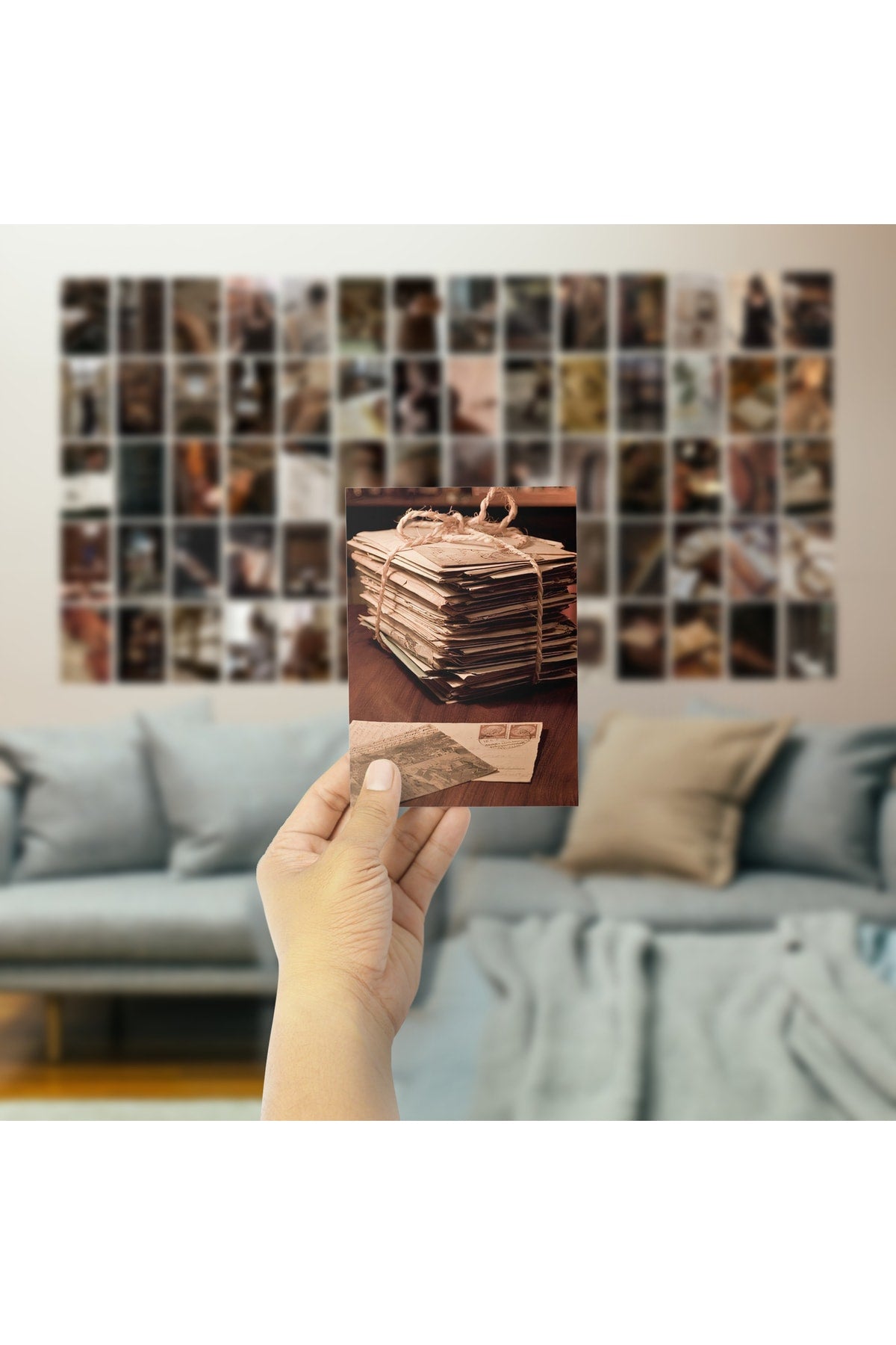 Kahverengi Retro Duvar Poster Seti - Arkası Yapışkanlı Vintage Kolaj Seti - 70 Adet - 10cm*15cm