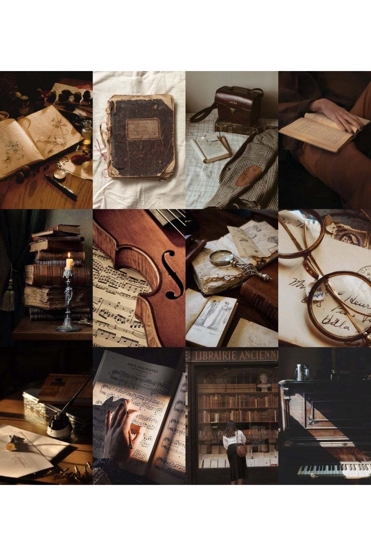 Kahverengi Retro Duvar Poster Seti - Arkası Yapışkanlı Vintage Kolaj Seti - 70 Adet - 10cm*15cm