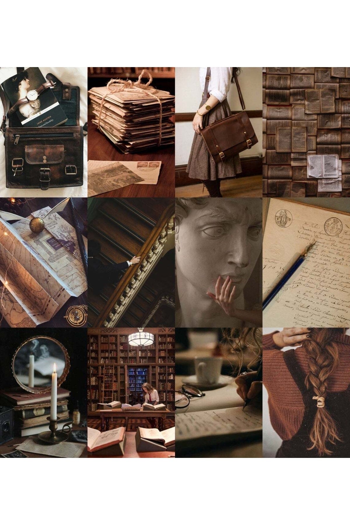 Kahverengi Retro Duvar Poster Seti - Arkası Yapışkanlı Vintage Kolaj Seti - 70 Adet - 10cm*15cm