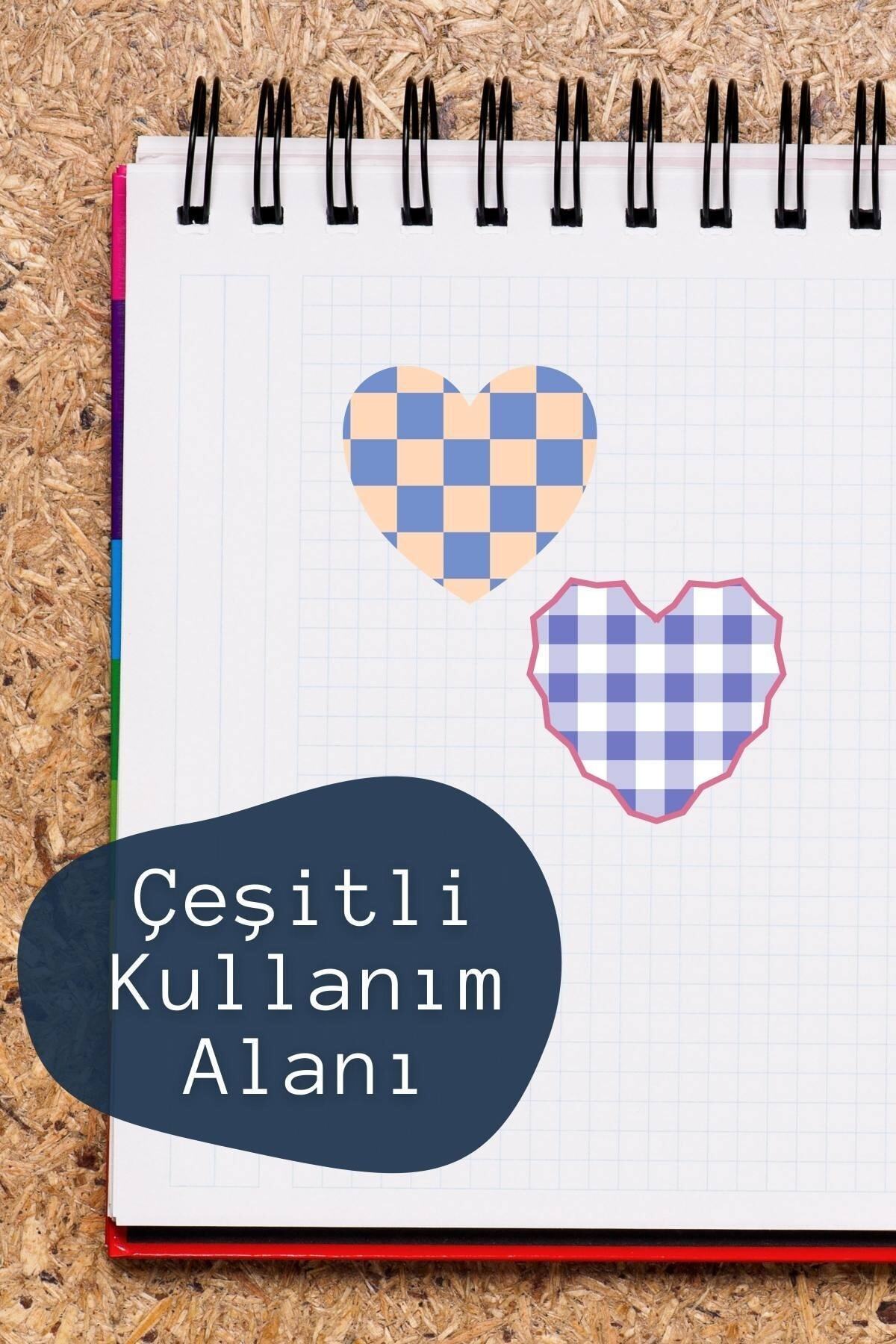 Kalp Temalı Sticker Seti - 8 Adet Etiket Seti- Telefon, Tablet, Defter Laptop Uyumlu Etiket