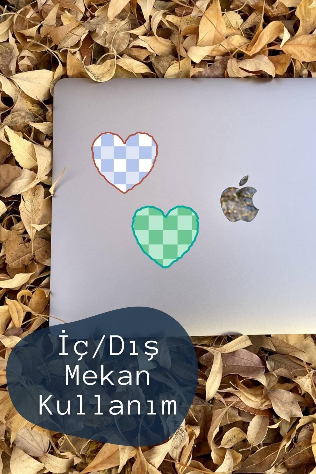 Kalp Temalı Sticker Seti - 8 Adet Etiket Seti- Telefon, Tablet, Defter Laptop Uyumlu Etiket