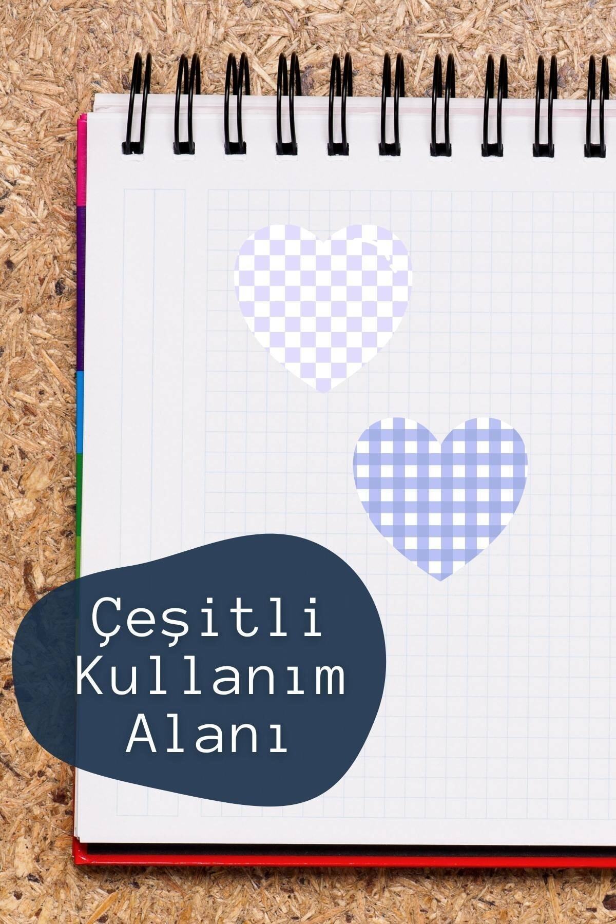 Kalp Temalı Sticker Seti - 8 Adet Etiket Seti- Telefon, Tablet, Defter Laptop Uyumlu Etiket