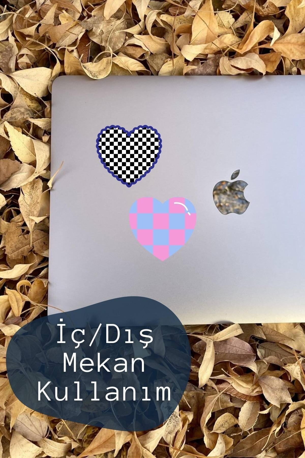 Kalp Temalı Sticker Seti - 8 Adet Etiket Seti- Telefon, Tablet, Defter Laptop Uyumlu Etiket