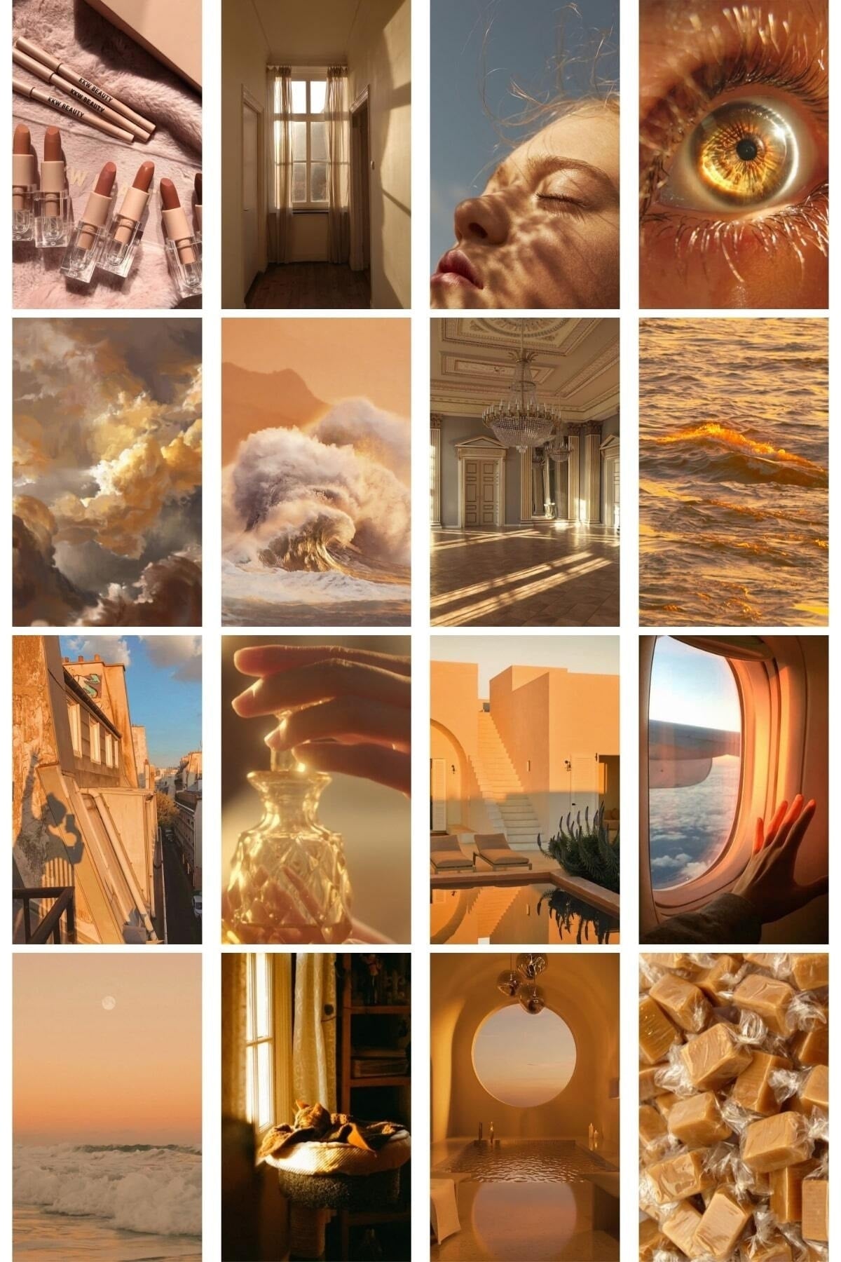 Karamel Duvar Posteri Kolaj Seti - 40 Adet - Arkası Yapışkanlı Poster Seti - 10cm*15cm, Kutulu Set