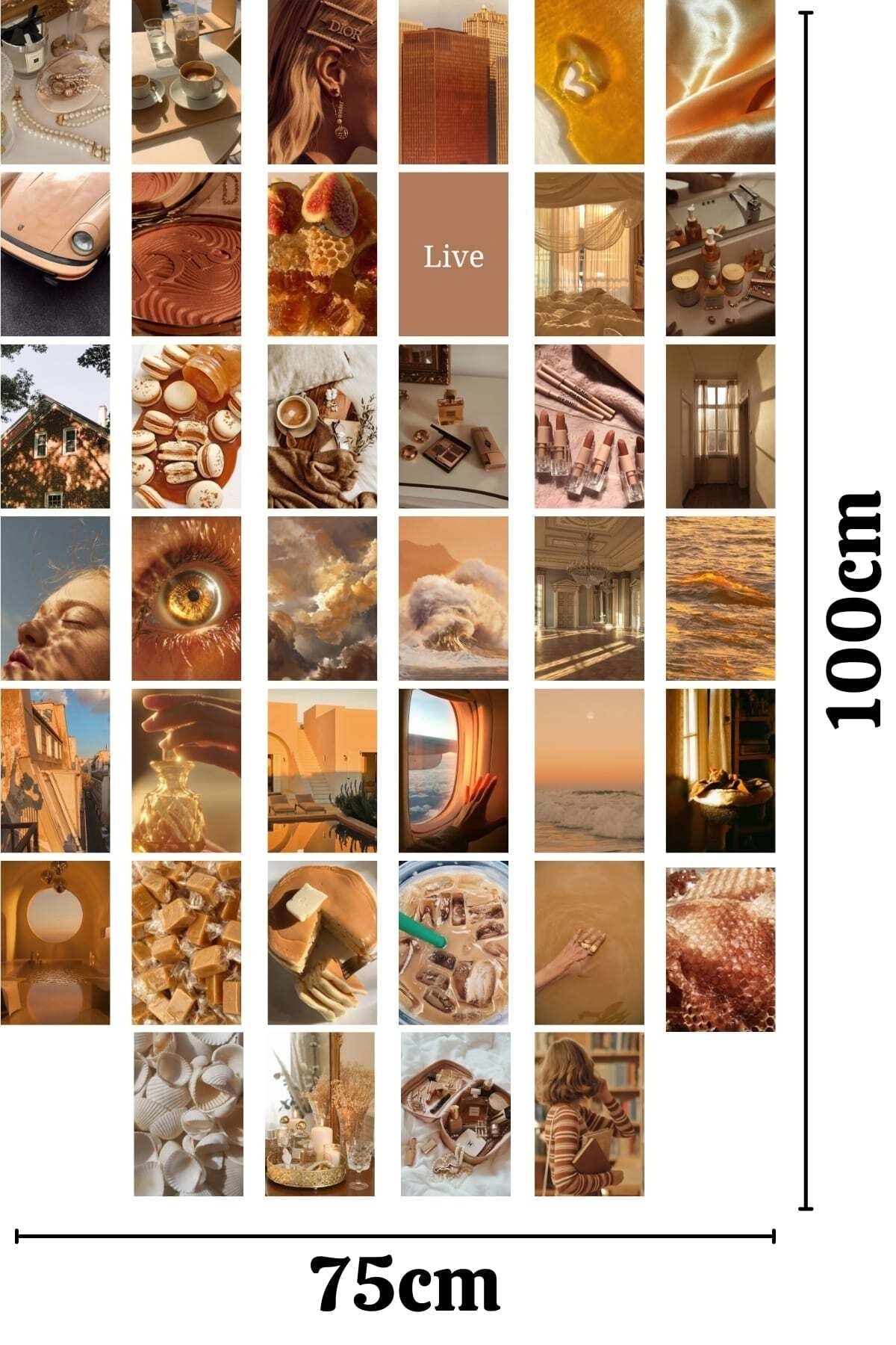Karamel Duvar Posteri Kolaj Seti - 40 Adet - Arkası Yapışkanlı Poster Seti - 10cm*15cm, Kutulu Set