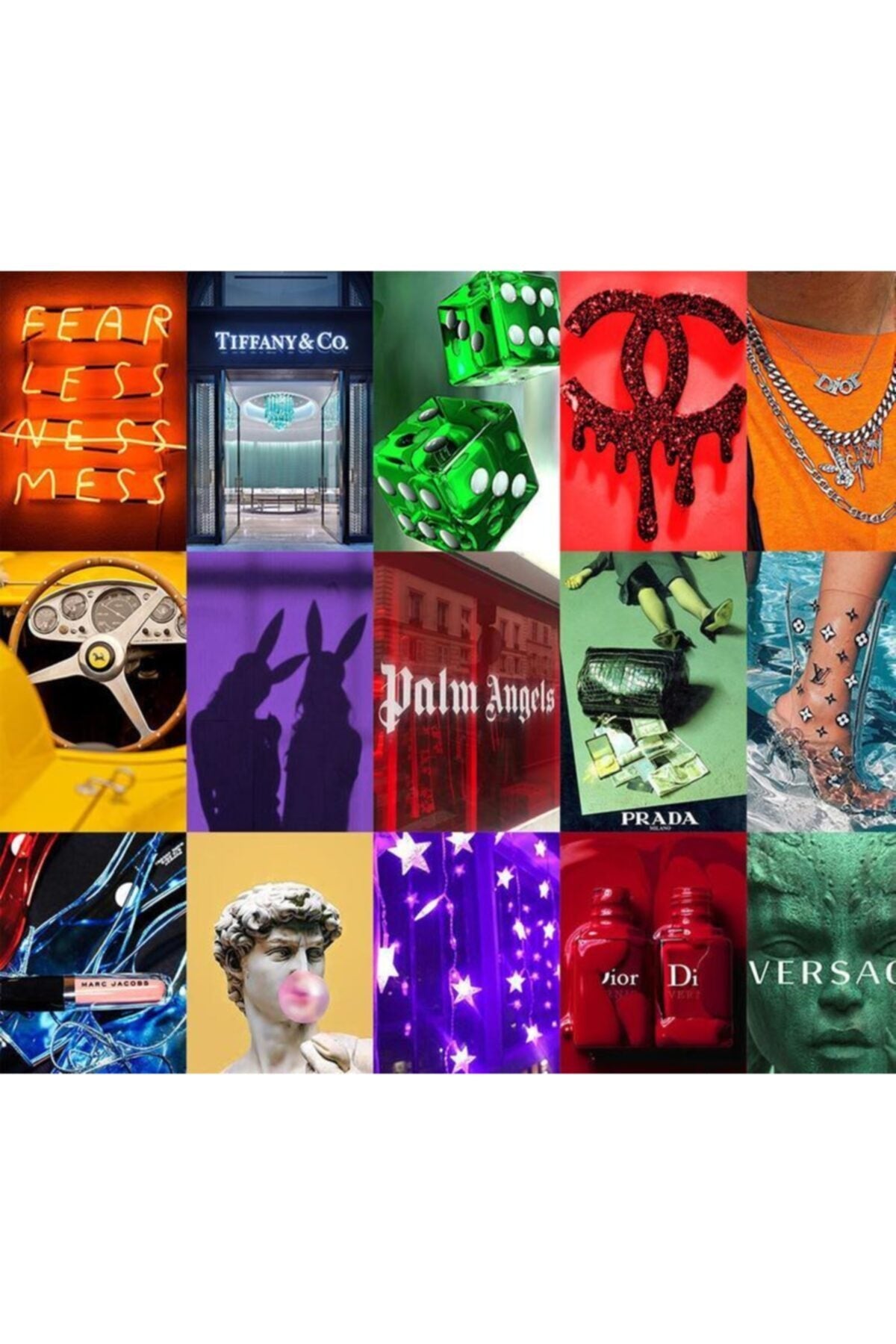 Karışık Renkli Duvar Poster Seti - 60 Adet - Arkası Yapışkanlı Kolaj Seti - 10cm*15cm - Kutulu Set