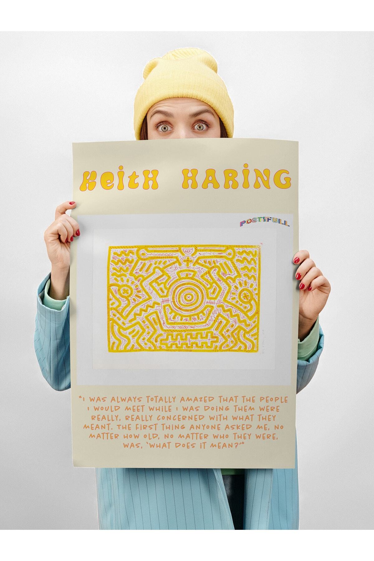 Keith Haring Tasarım Poster - Modern Sanat Duvar Posteri - Çerçevesiz Poster - Sanat Serisi