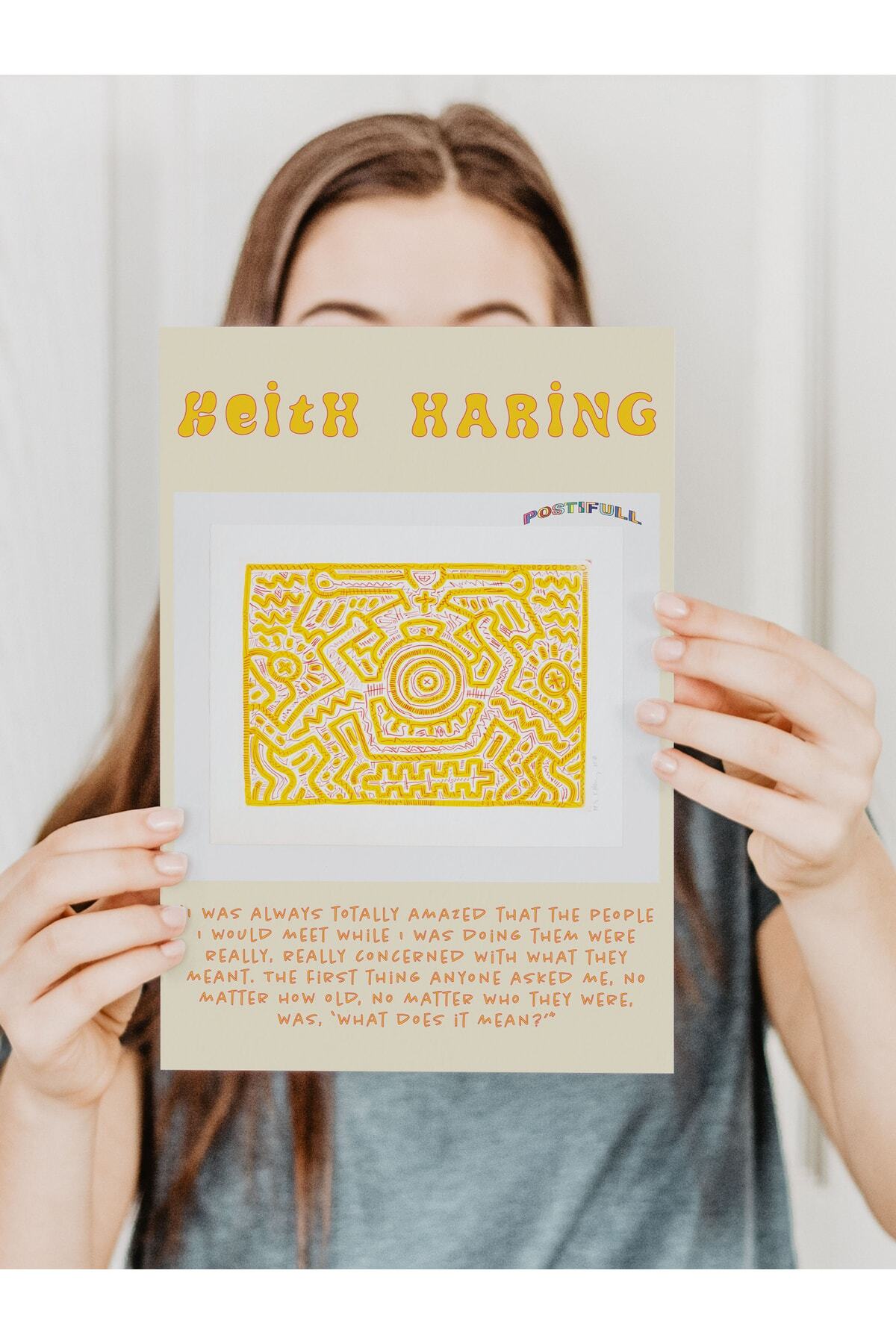 Keith Haring Tasarım Poster - Modern Sanat Duvar Posteri - Çerçevesiz Poster - Sanat Serisi