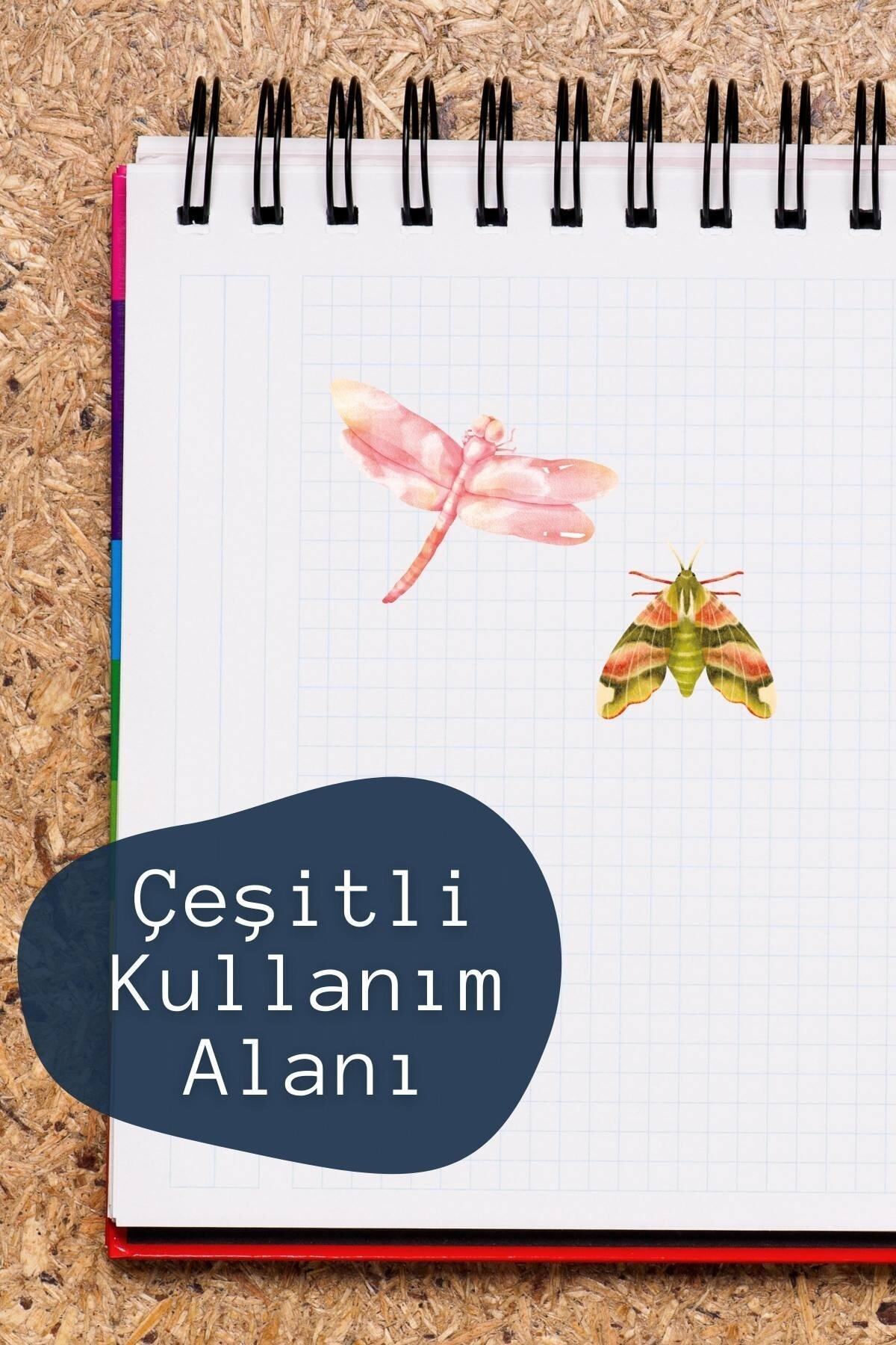Kelebek Temalı Sticker Seti - 14 Adet Etiket Seti- Telefon, Tablet, Defter Laptop Uyumlu Etiket