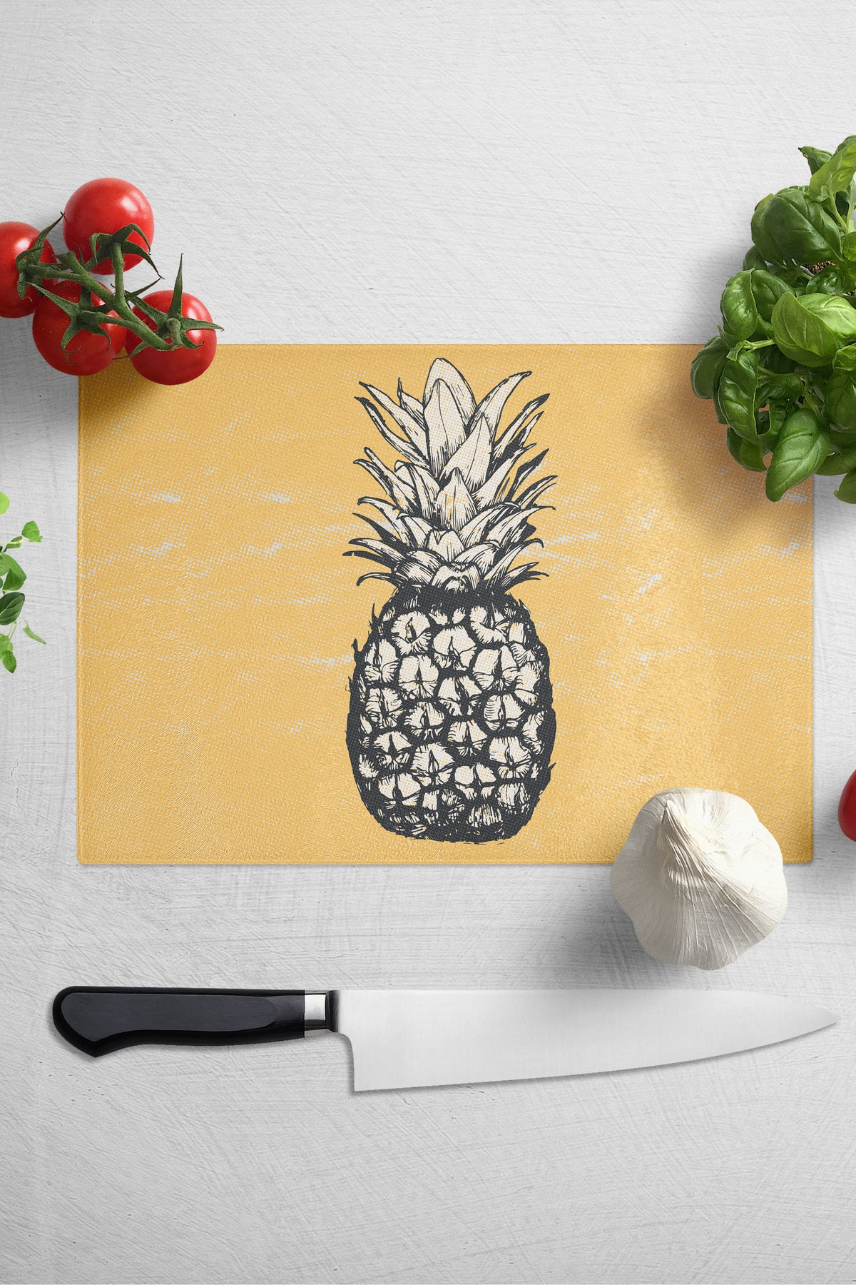 Kesme Tahtası, Kalın Ve Kırılmaz Cam Baskı - Ananas Temalı, 21*30cm - Doğrama Tahtası, Mutfak Dekoru