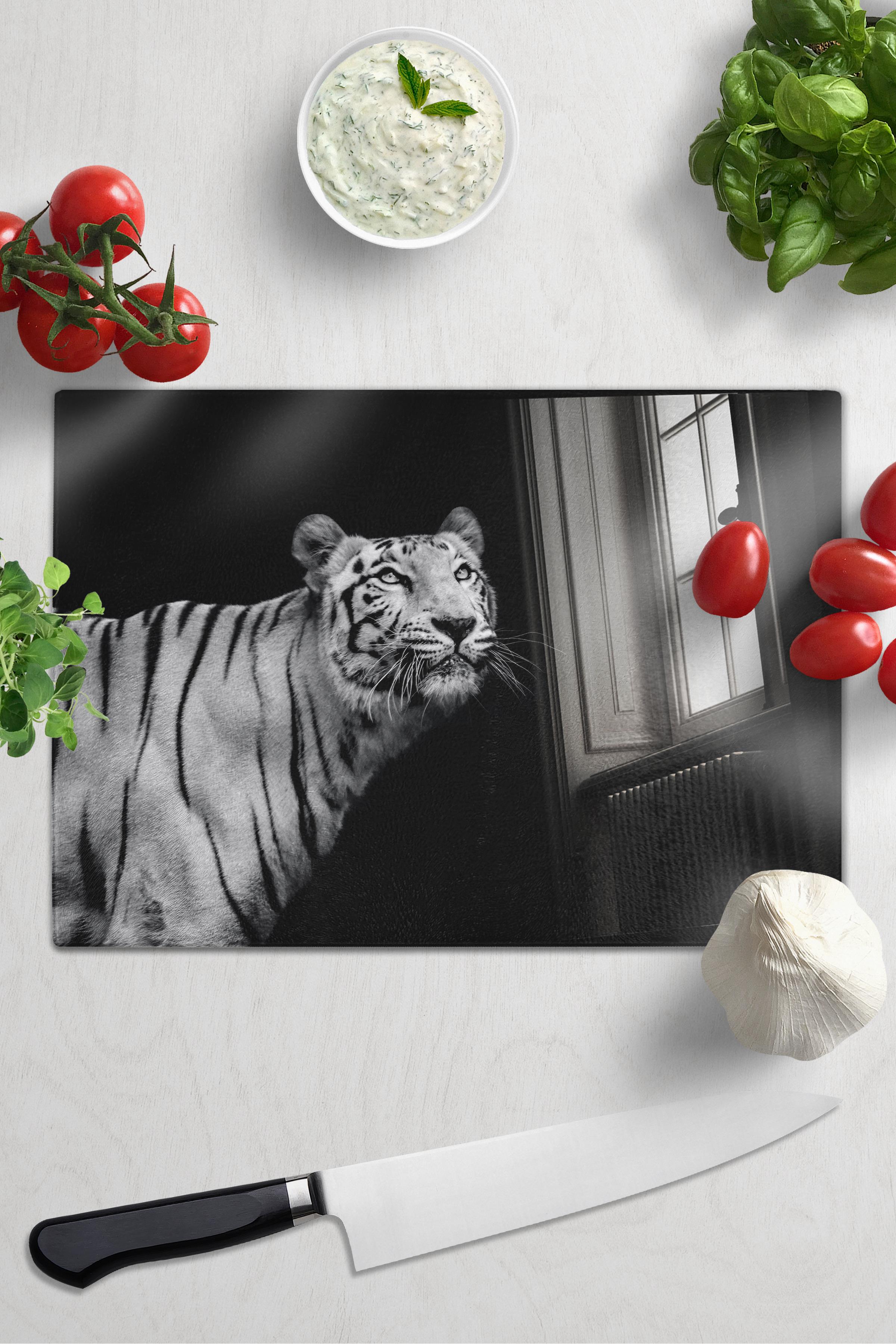 Kesme Tahtası, Kalın Ve Kırılmaz Cam Baskı - Aslan Temalı - 21*30cm - Doğrama Tahtası, Mutfak Dekoru