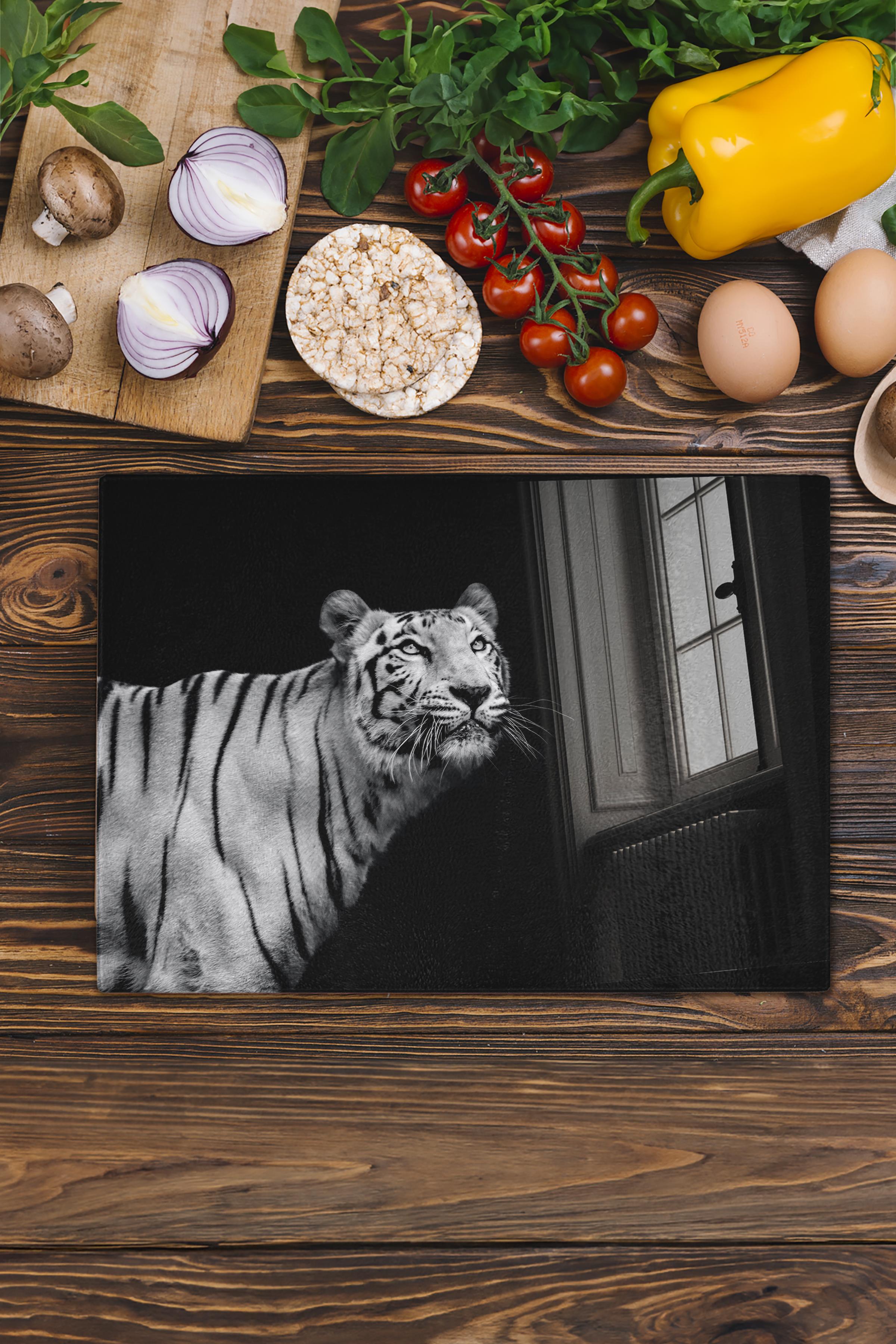 Kesme Tahtası, Kalın Ve Kırılmaz Cam Baskı - Aslan Temalı - 21*30cm - Doğrama Tahtası, Mutfak Dekoru