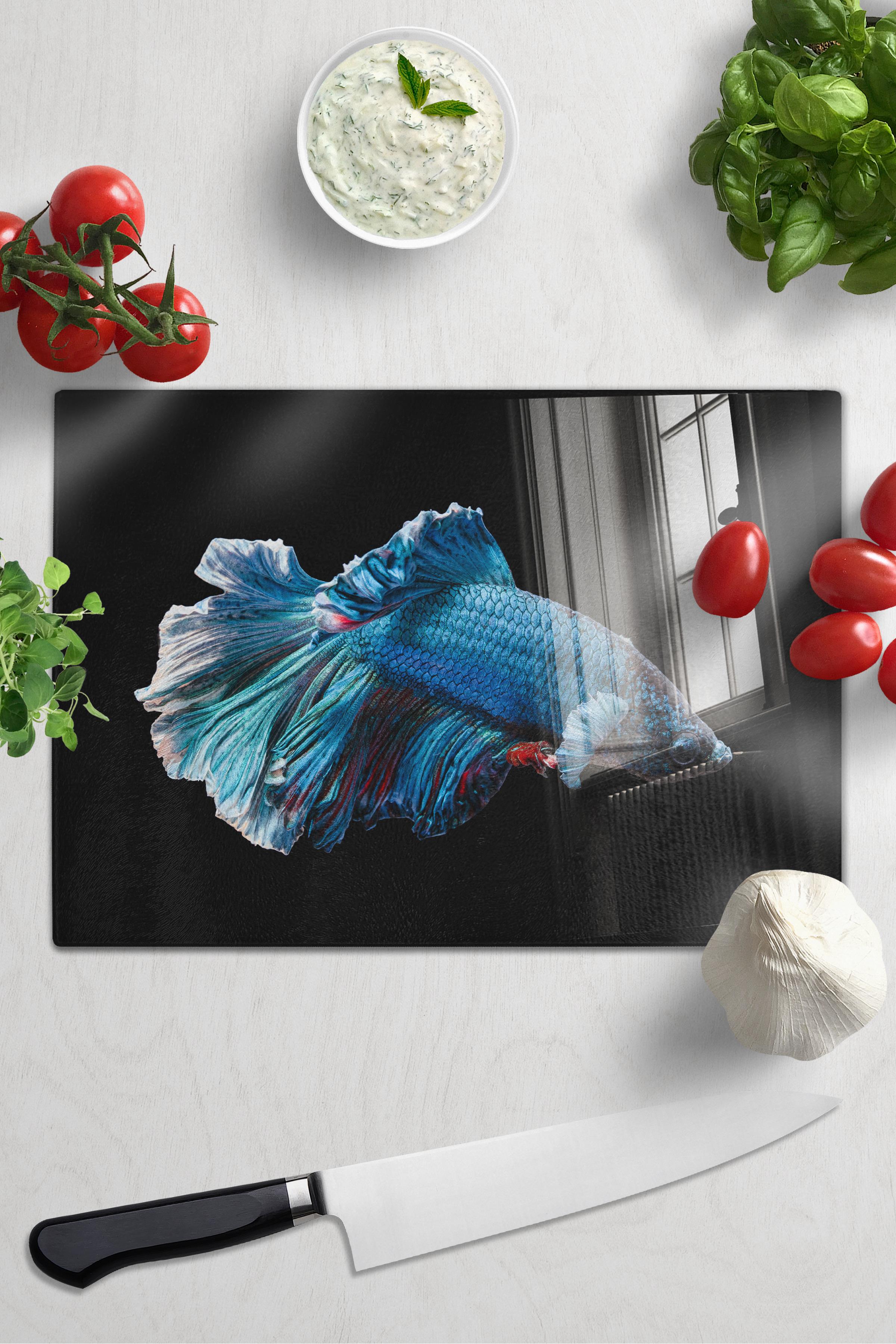 Kesme Tahtası, Kalın Ve Kırılmaz Cam Baskı - Balık Temalı - 21*30cm - Doğrama Tahtası, Mutfak Dekoru