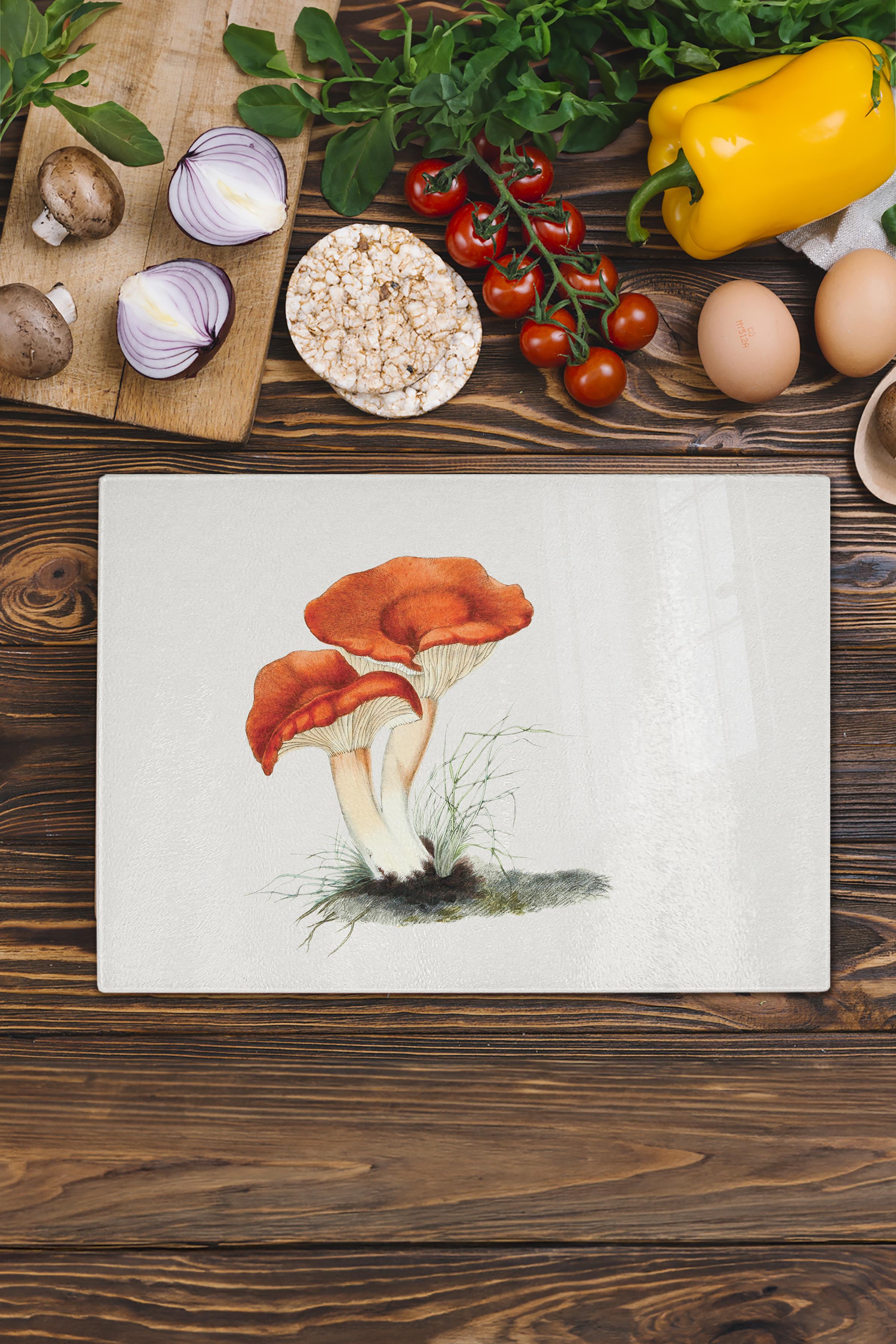 Kesme Tahtası, Kalın Ve Kırılmaz Cam Baskı - Vintage Mantar Baskılı - 21*30cm, Doğrama Tahtası