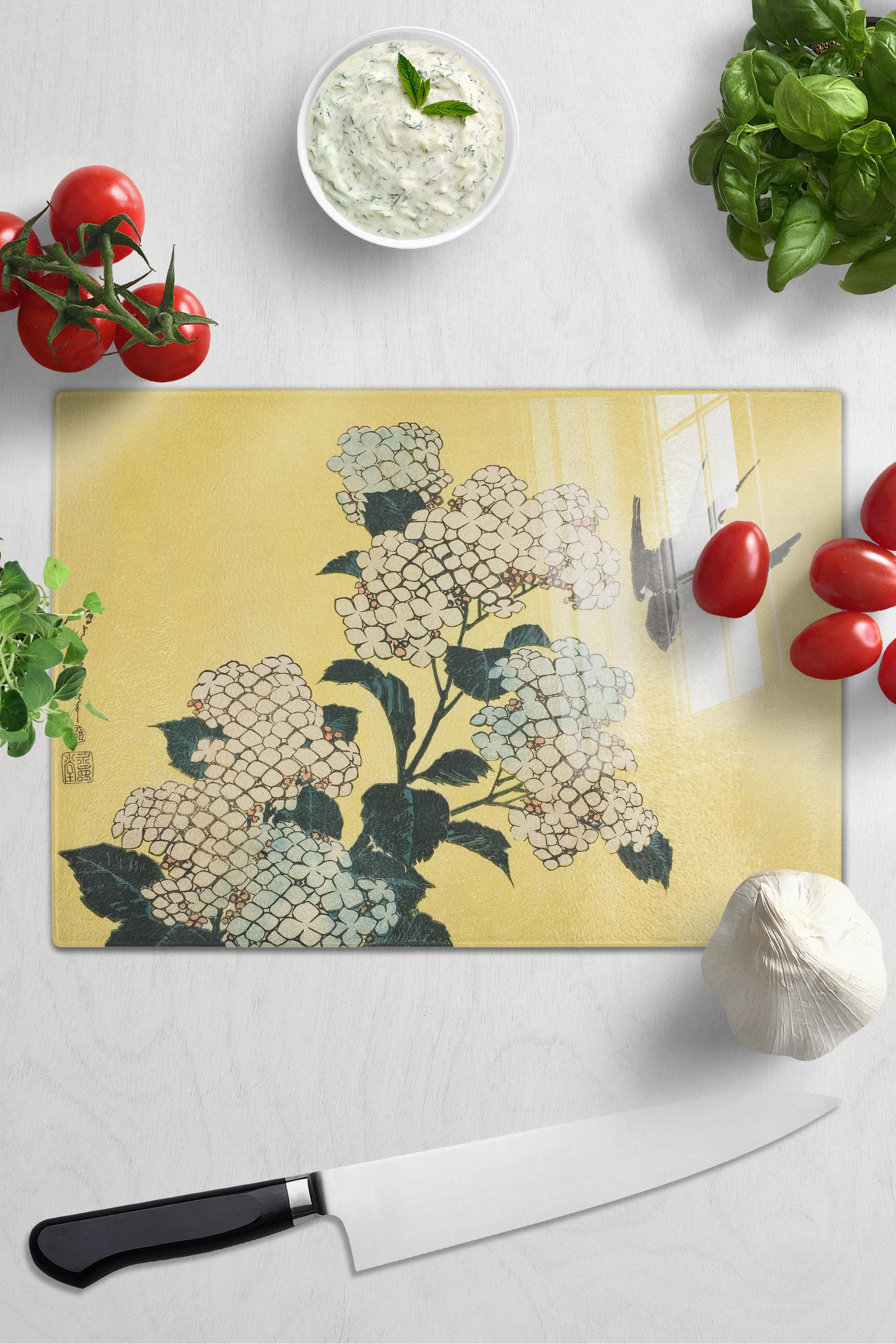 Kesme Tahtası, Kalın Ve Kırılmaz Cama Baskı - Hokusai Sanat Eseri Baskılı - 21*30cm, Doğrama Tahtası