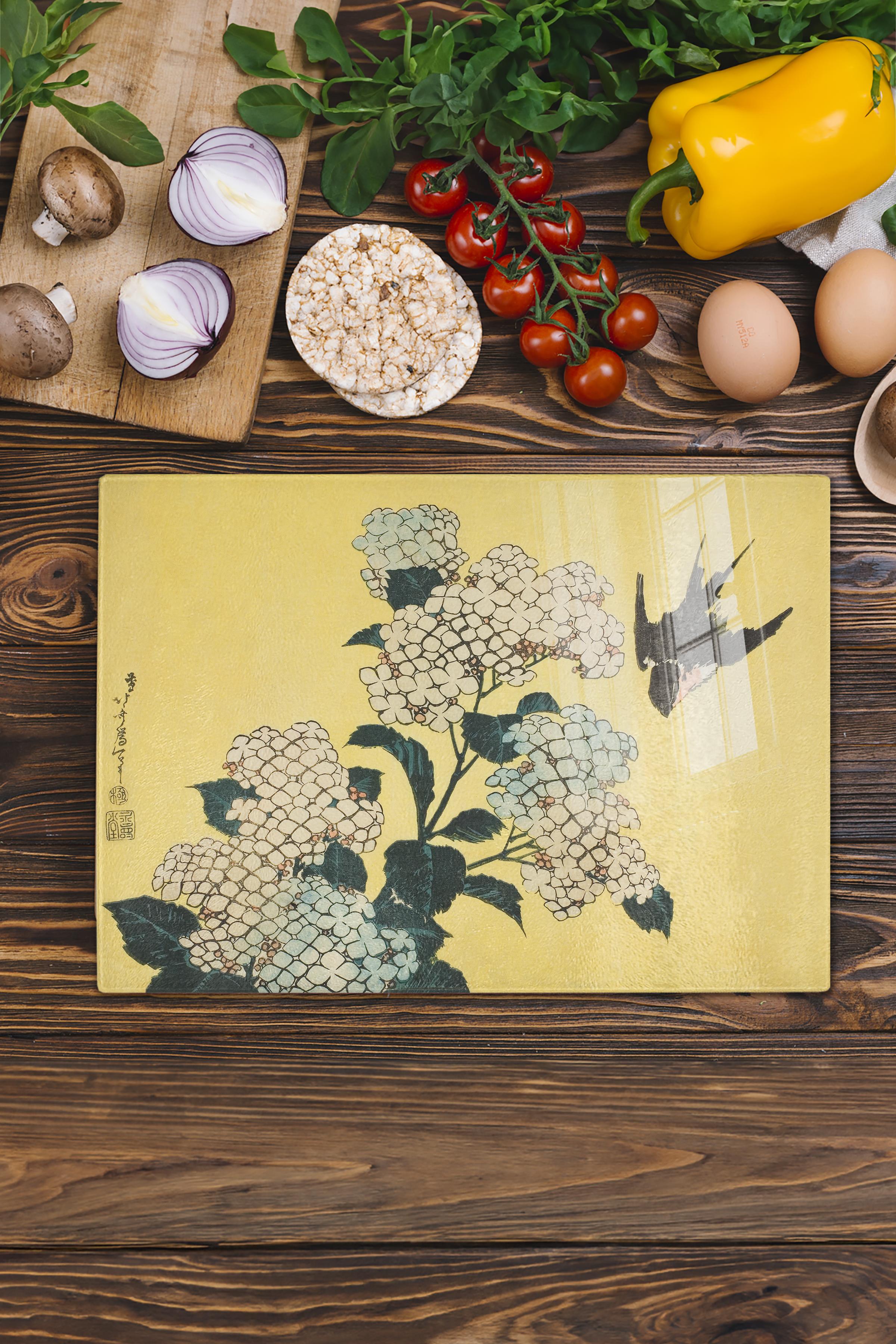 Kesme Tahtası, Kalın Ve Kırılmaz Cama Baskı - Hokusai Sanat Eseri Baskılı - 21*30cm, Doğrama Tahtası