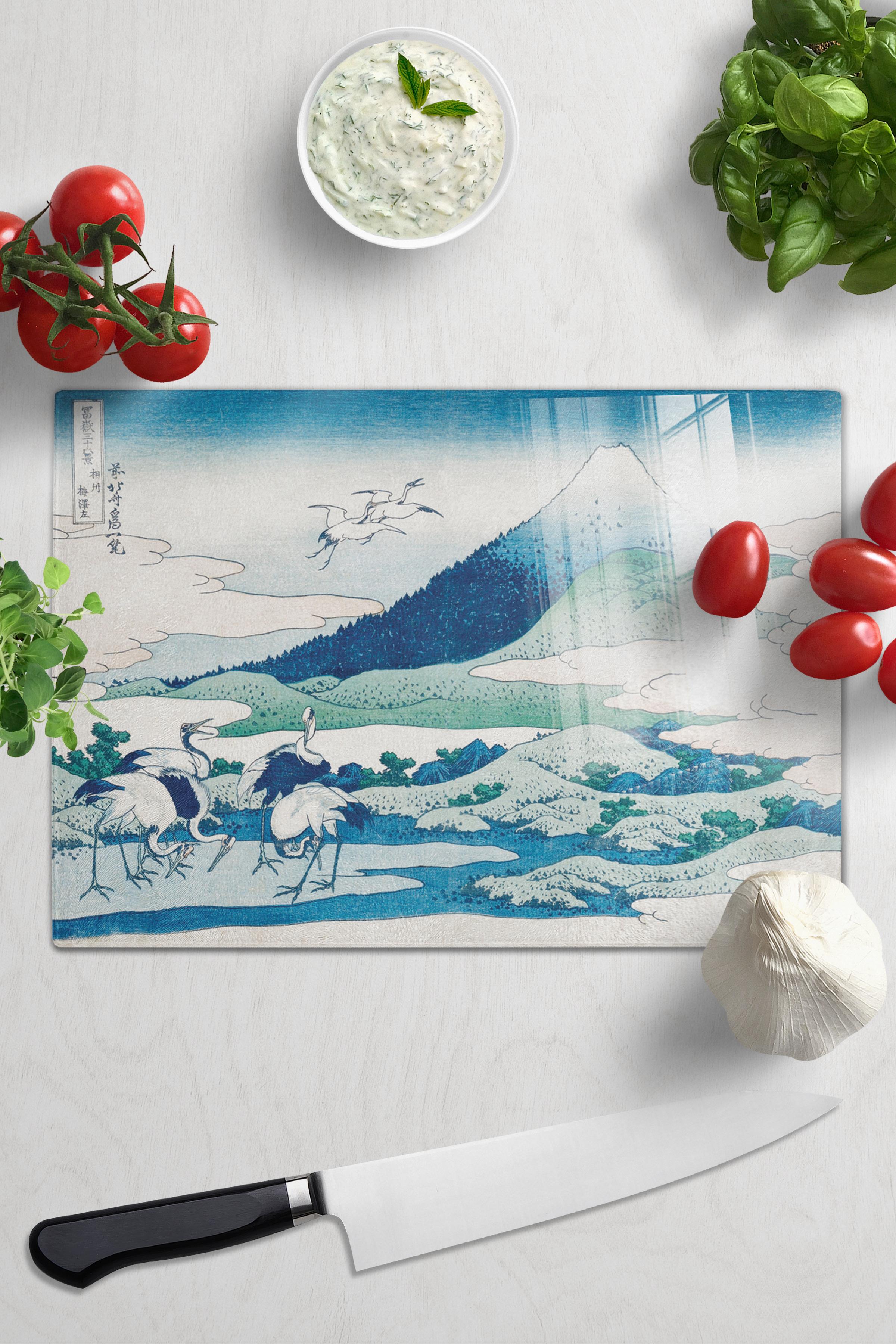 Kesme Tahtası, Kalın Ve Kırılmaz Cama Baskı - Hokusai Sanat Eseri Baskılı - 21*30cm, Doğrama Tahtası