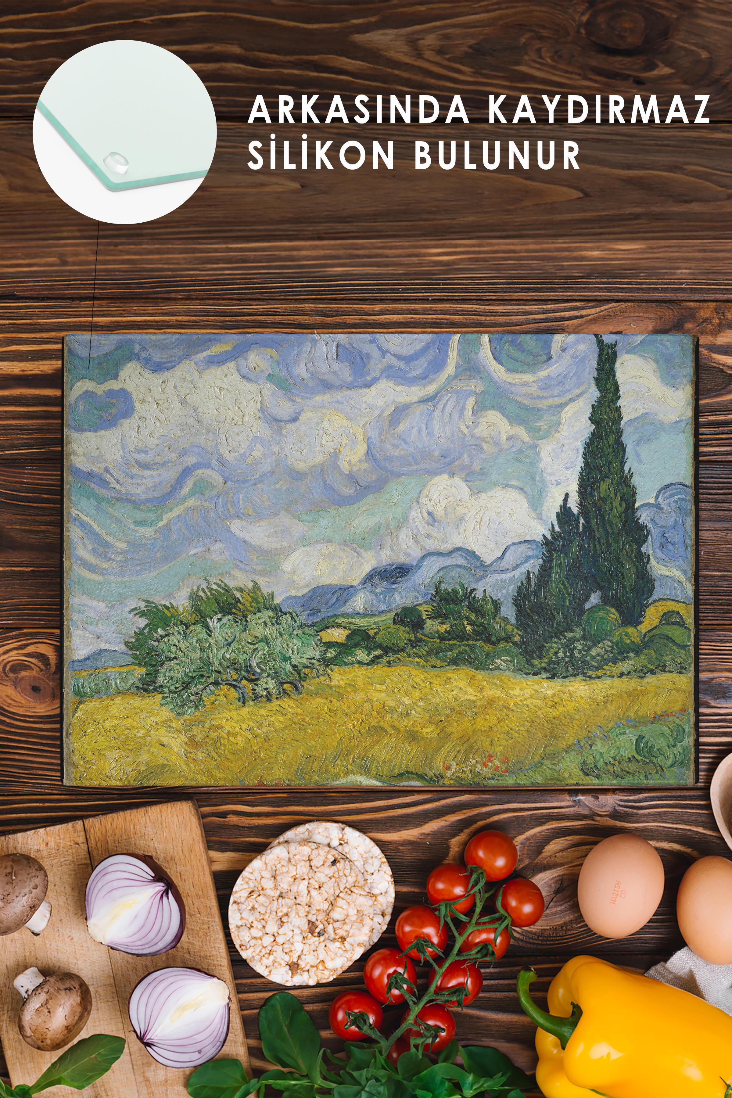 Kesme Tahtası, Yeni Nesil Doğrama Tahtası Cam, Sanat Serisi, Kalın ve Temperli Kırılmaz Cam, 21*30cm