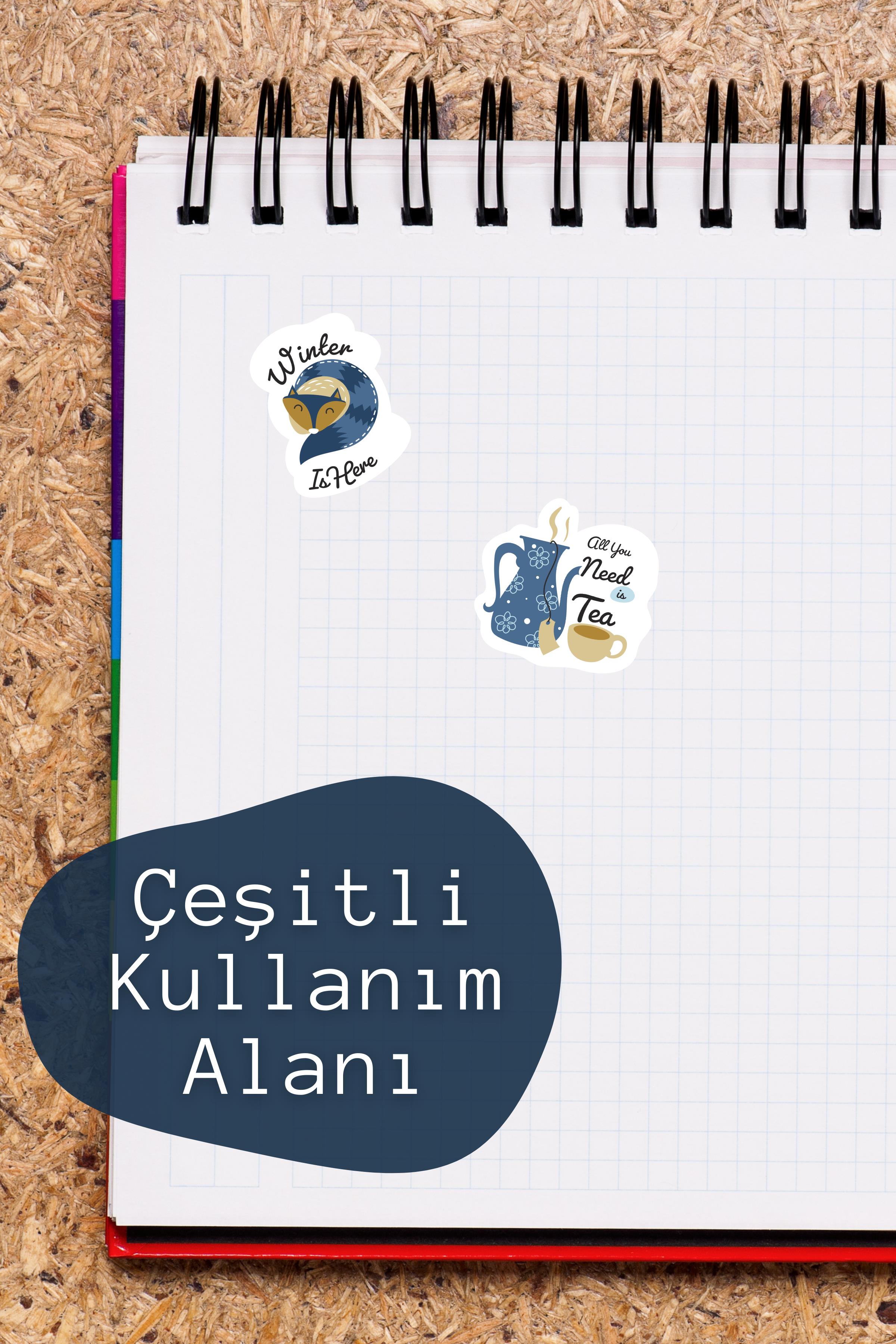 Kış Temalı Sticker ve Etiket Seti - Orta Boy - Su Geçirmez, Kalın Yapışkanlı Sticker Seti