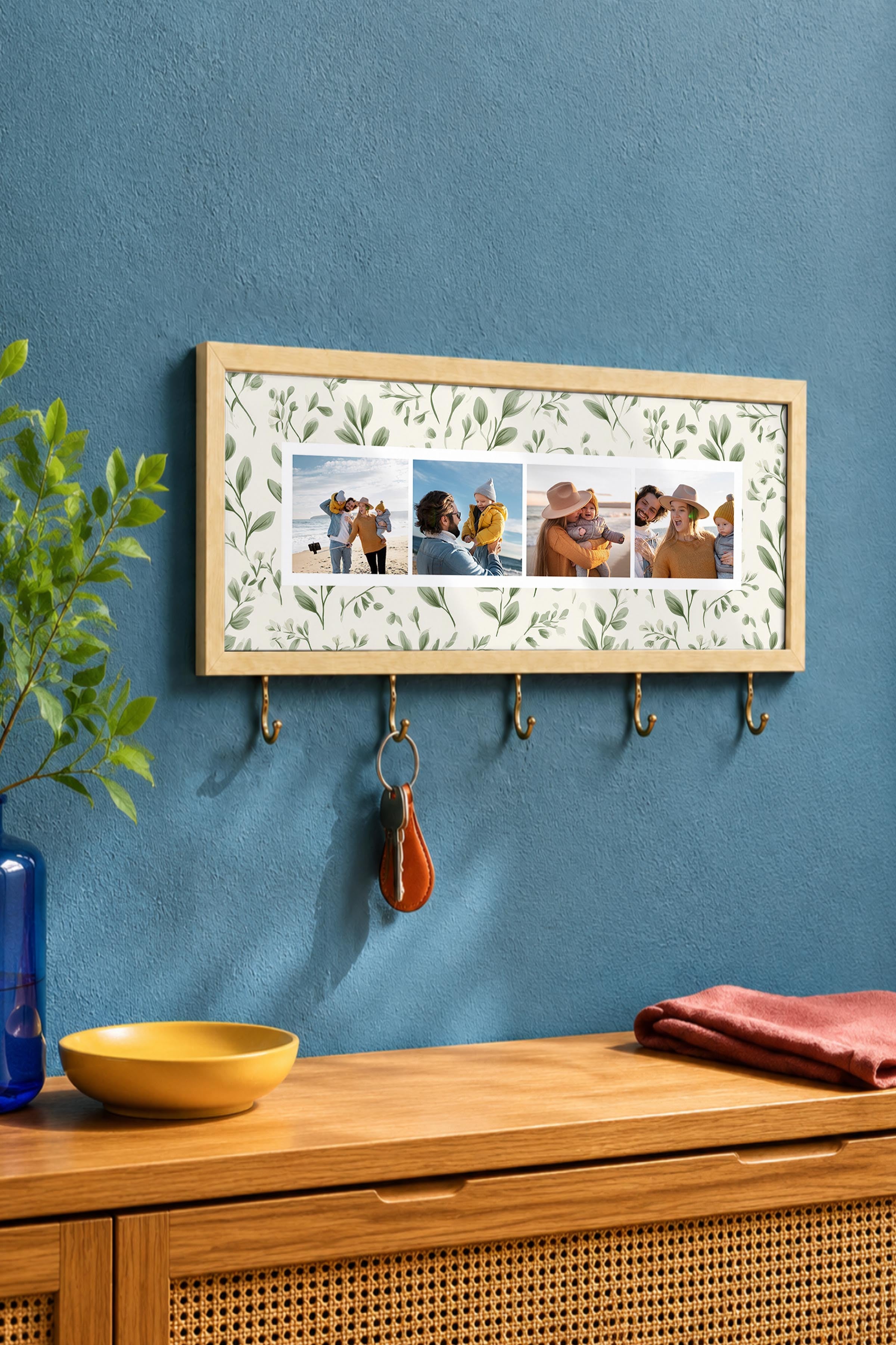Kişiye Özel Tablo Anahtarlık, Photobooth Stili Bej Fotoğraf Çerçevesi, Vintage Duvar Dekoru
