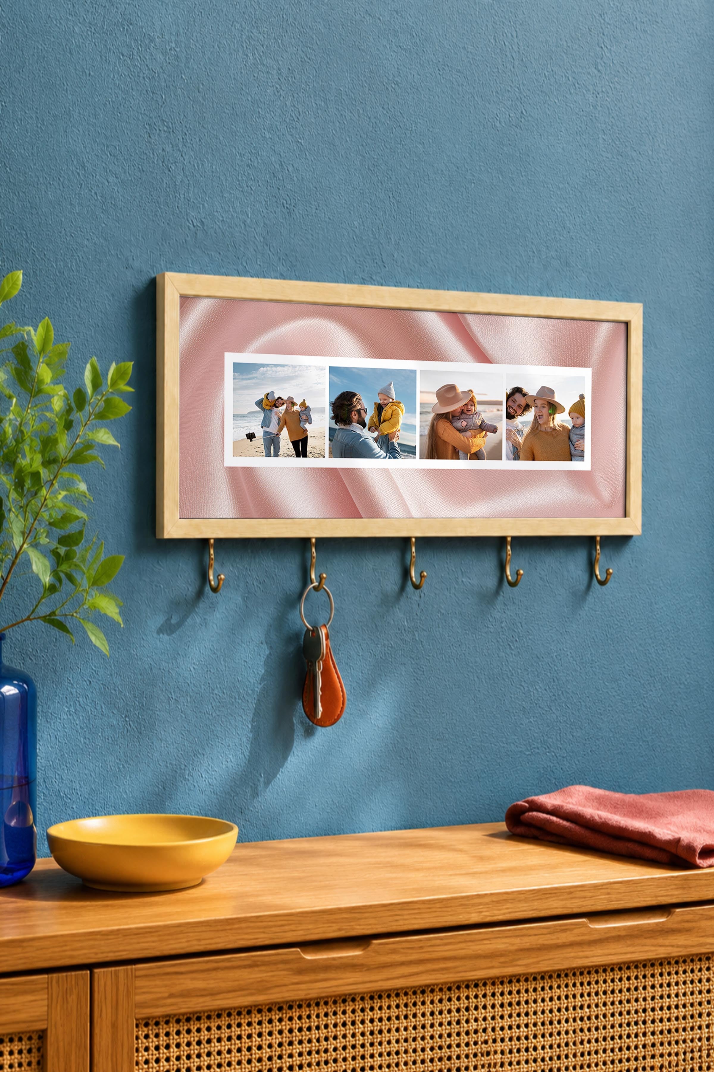 Kişiye Özel Tablo Anahtarlık, Photobooth Stili Bej Fotoğraf Çerçevesi, Vintage Duvar Dekoru
