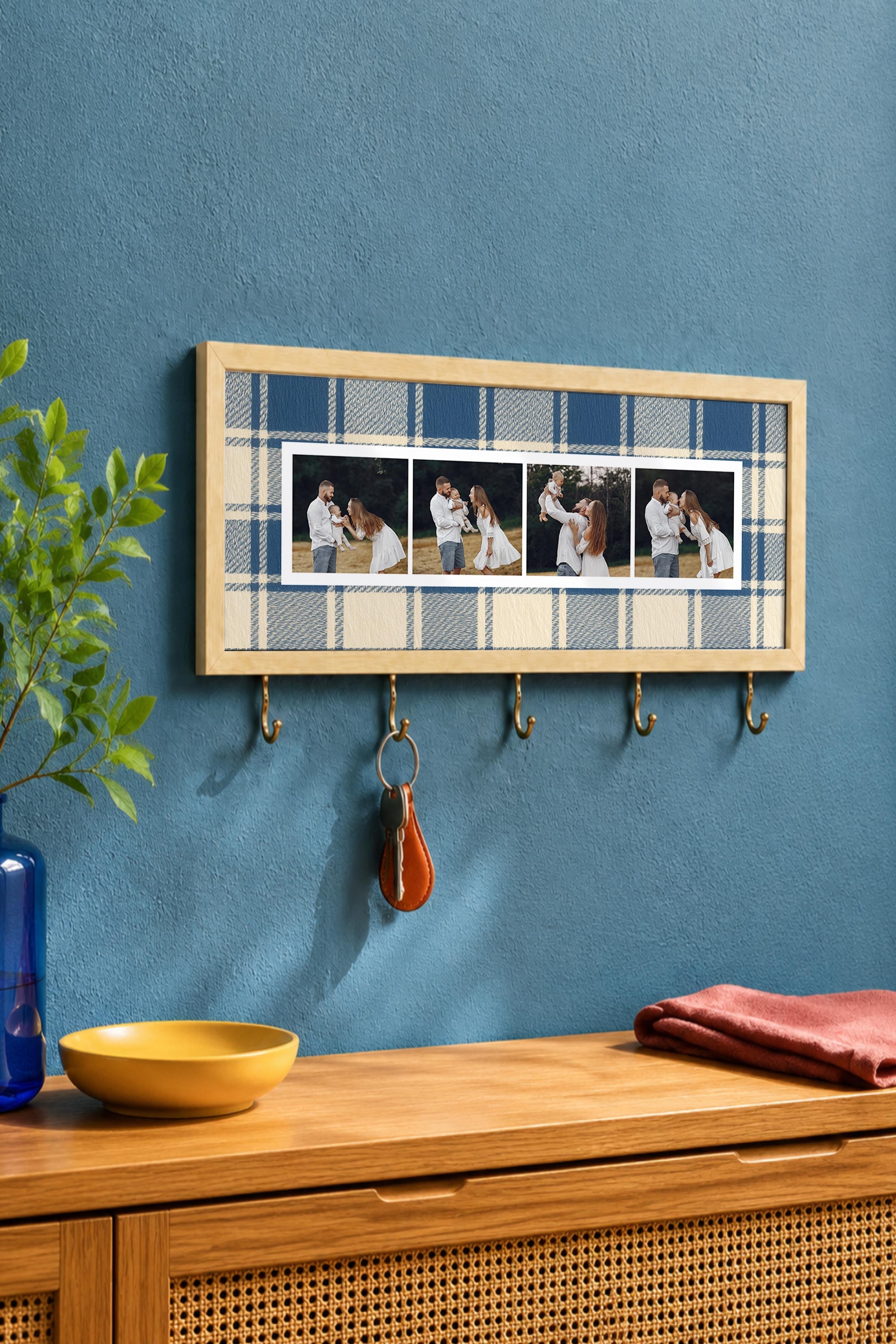 Kişiye Özel Tablo Anahtarlık, Photobooth Stili Bej Fotoğraf Çerçevesi, Vintage Duvar Dekoru