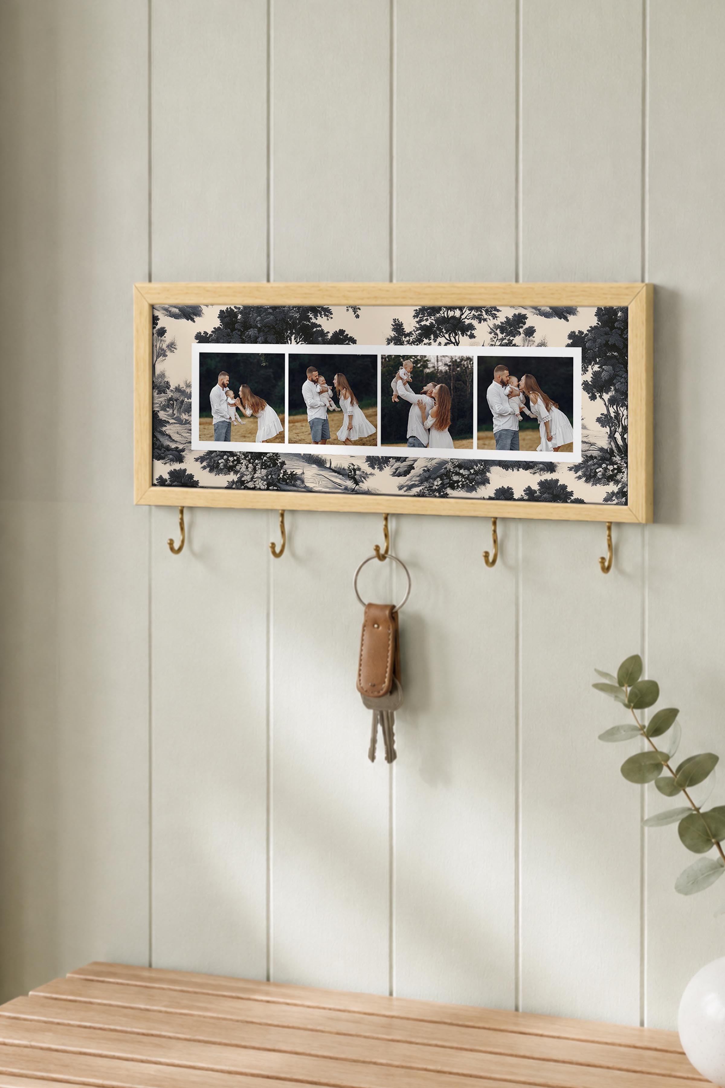 Kişiye Özel Tablo Anahtarlık, Photobooth Stili Bej Fotoğraf Çerçevesi, Vintage Duvar Dekoru