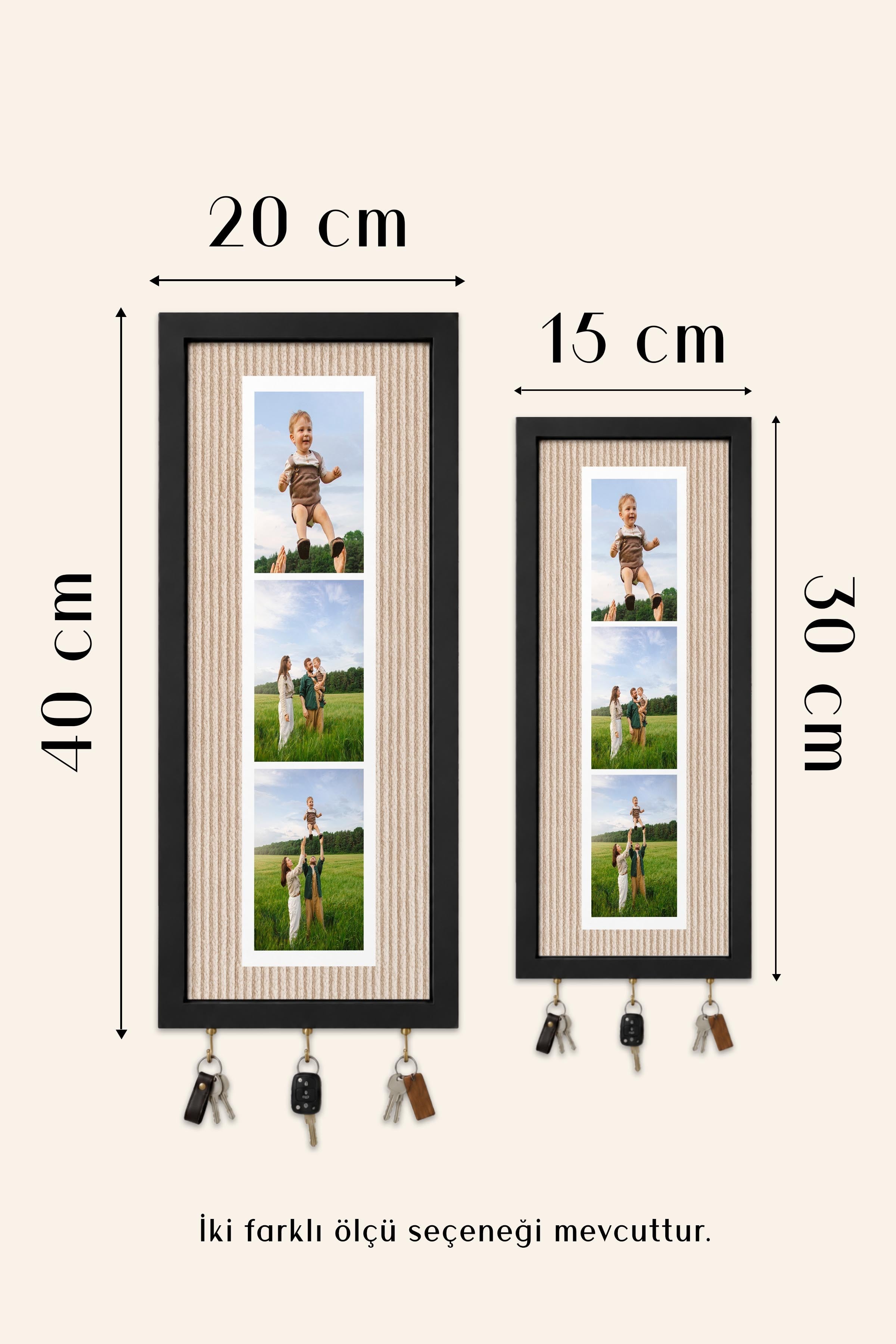Kişiye Özel Tablo Anahtarlık, Photobooth Stili Bej Fotoğraf Çerçevesi, Vintage Duvar Dekoru