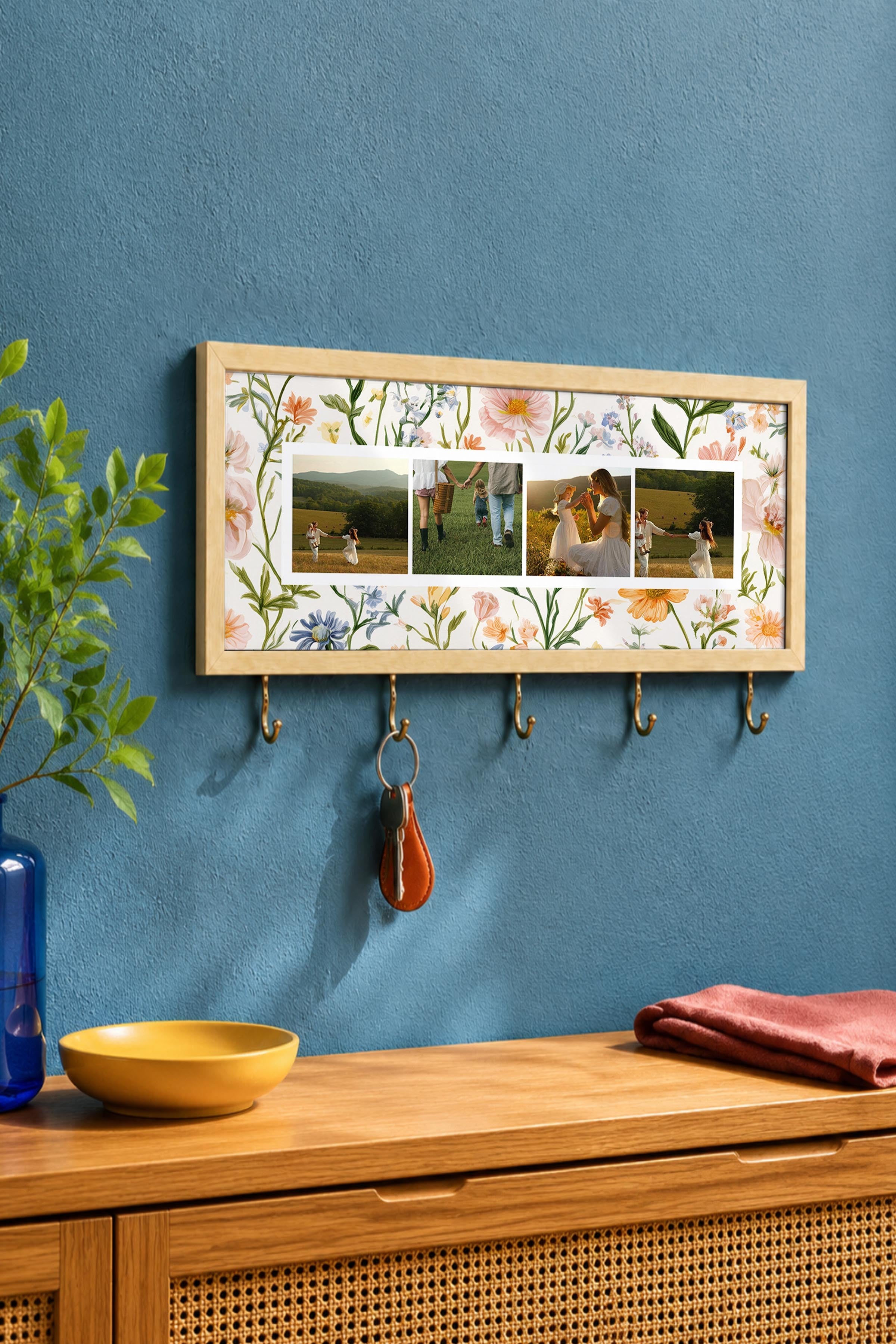 Kişiye Özel Tablo Anahtarlık, Photobooth Stili Bej Fotoğraf Çerçevesi, Vintage Duvar Dekoru