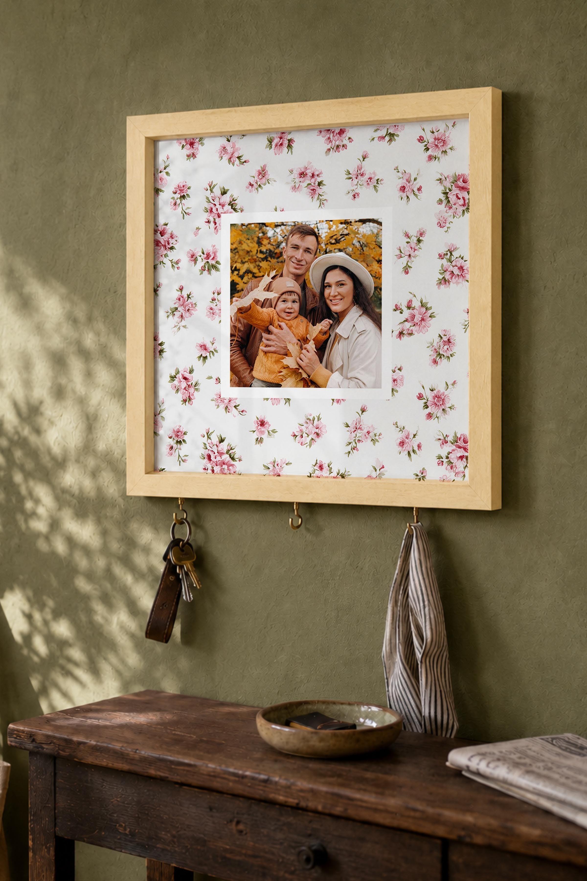 Kişiye Özel Tablo Anahtarlık, Photobooth Stili Bej Fotoğraf Çerçevesi, Vintage Duvar Dekoru