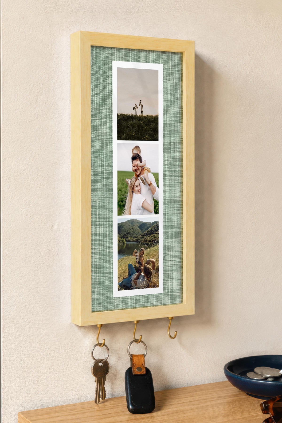 Kişiye Özel Tablo Anahtarlık, Photobooth Stili Bej Fotoğraf Çerçevesi, Vintage Duvar Dekoru