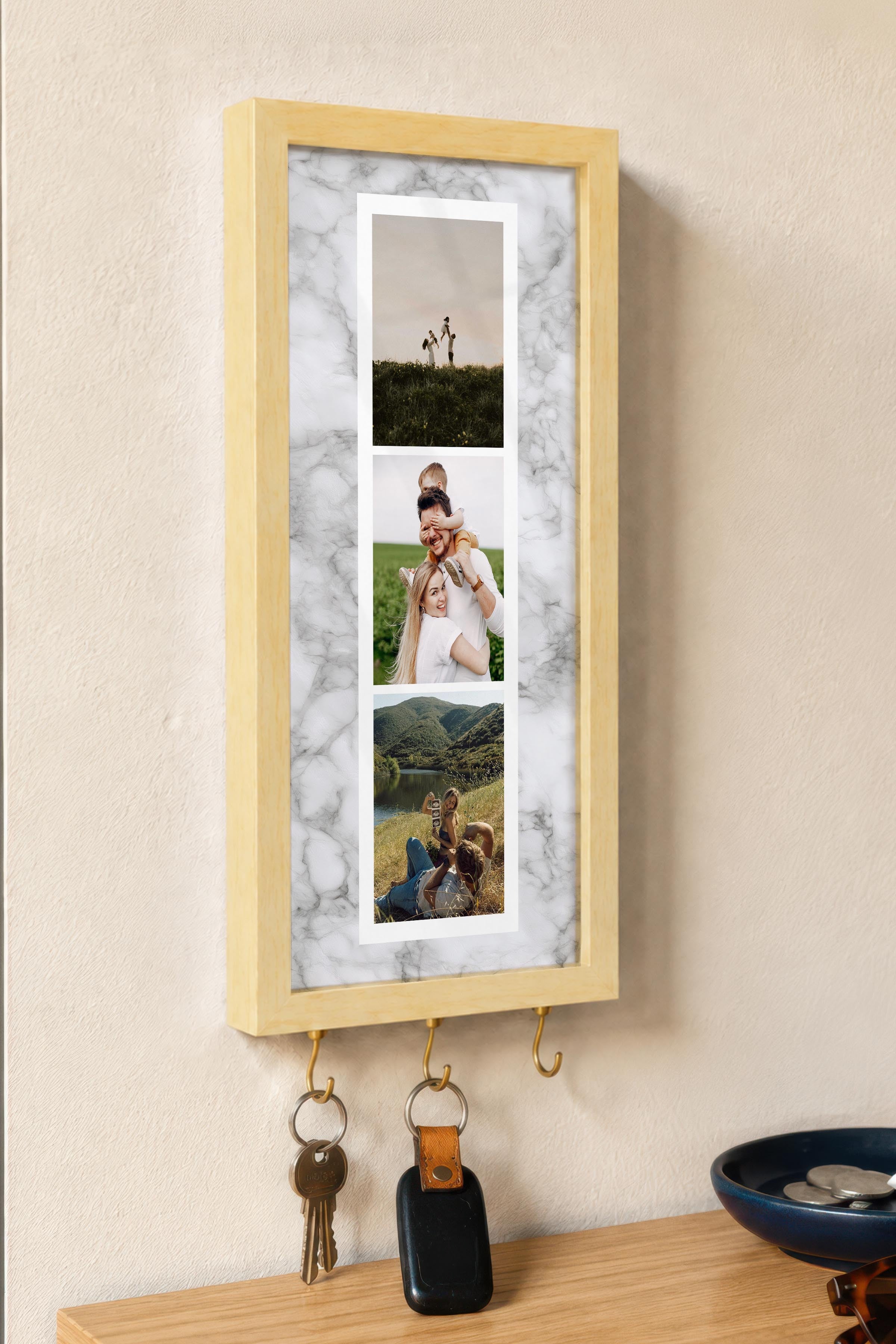 Kişiye Özel Tablo Anahtarlık, Photobooth Stili Bej Fotoğraf Çerçevesi, Vintage Duvar Dekoru