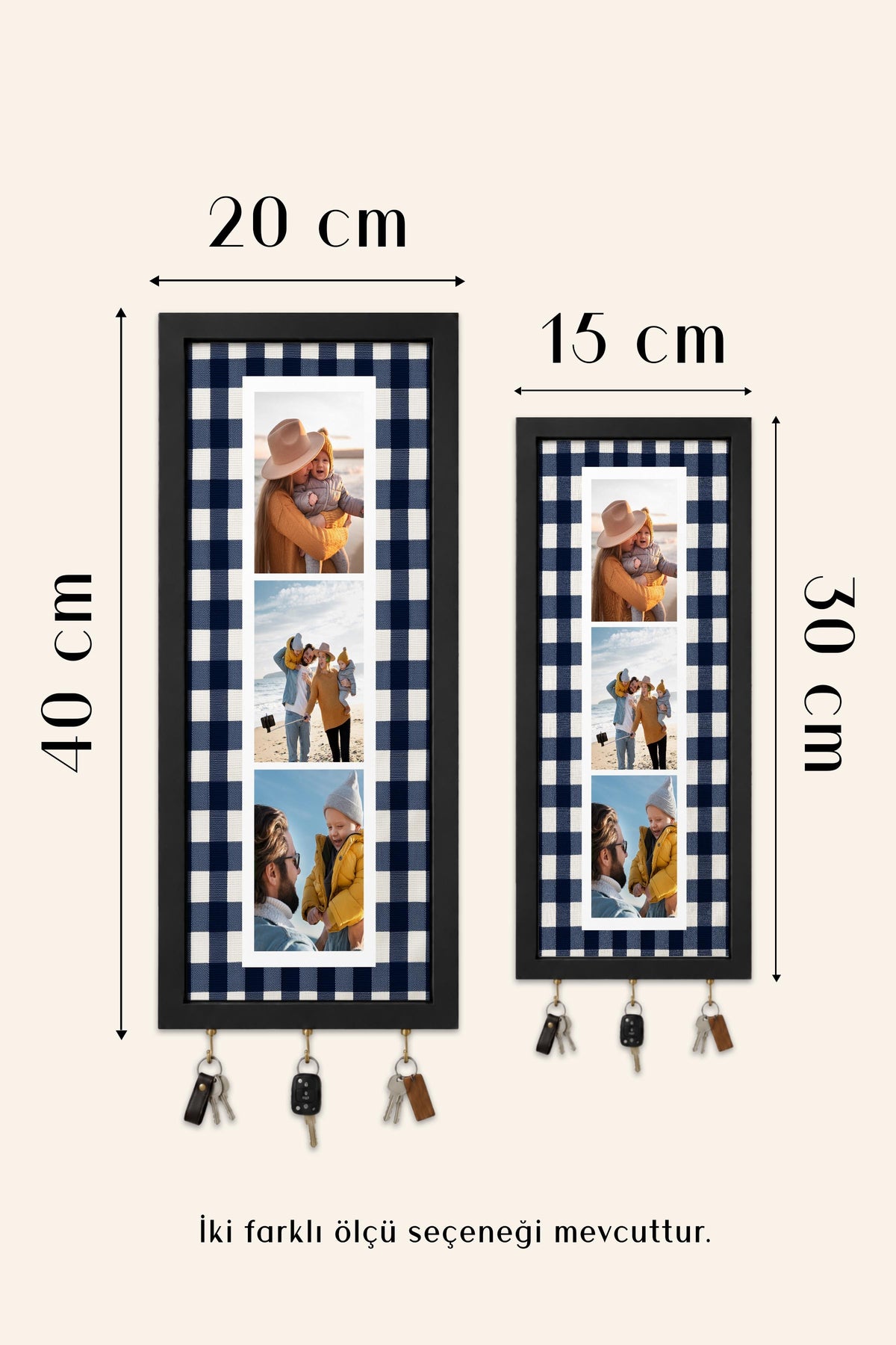 Kişiye Özel Tablo Anahtarlık, Photobooth Stili Bej Fotoğraf Çerçevesi, Vintage Duvar Dekoru