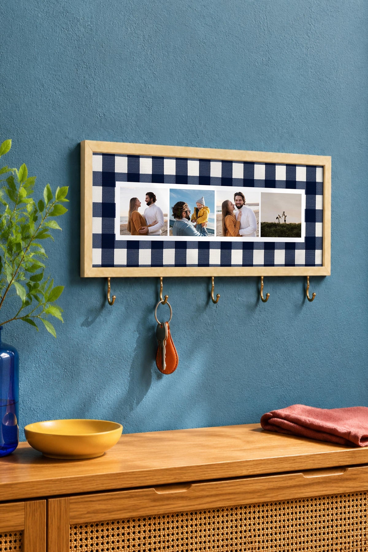 Kişiye Özel Tablo Anahtarlık, Photobooth Stili Bej Fotoğraf Çerçevesi, Vintage Duvar Dekoru