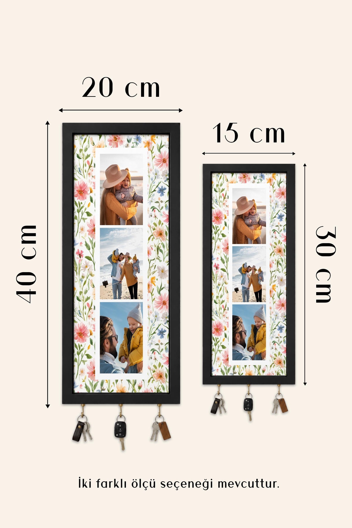 Kişiye Özel Tablo Anahtarlık, Photobooth Stili Bej Fotoğraf Çerçevesi, Vintage Duvar Dekoru
